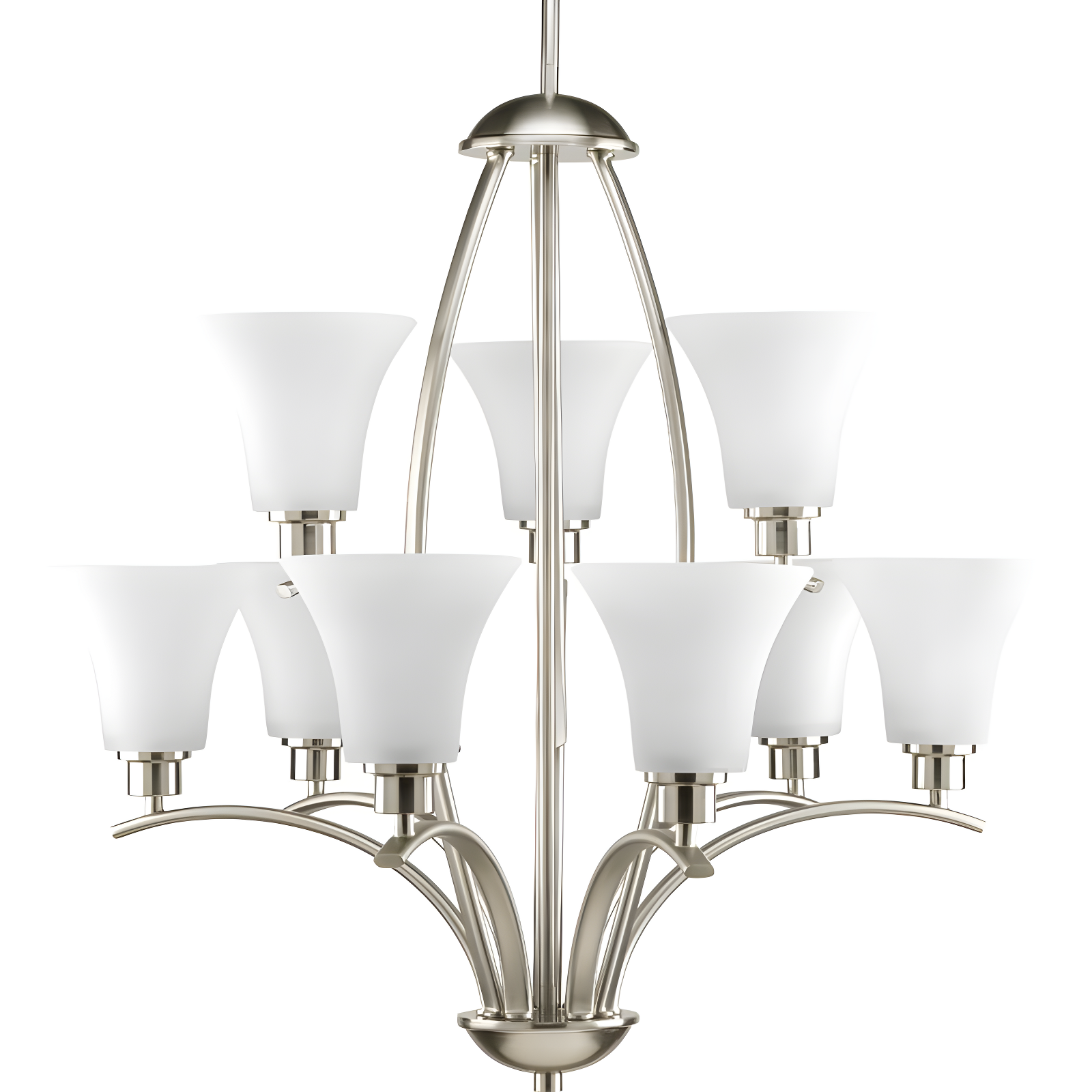 Progress Lighting Joy Collection 9-Light Two-Tier Chandelier, Antique Bronze, Etched White Fluted Glass