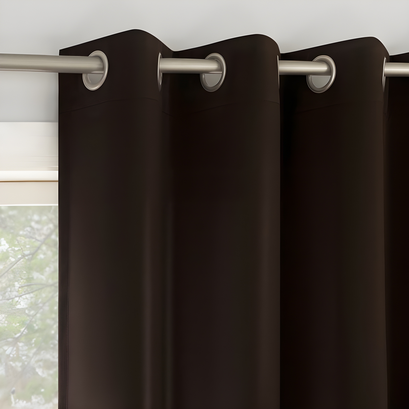 2pc 54"x63" No. 918 Room Darkening Brandon Magnetic Closure Grommet Curtain Panel Pair Chocolate Brown: Energy Efficient, Noise Reduction