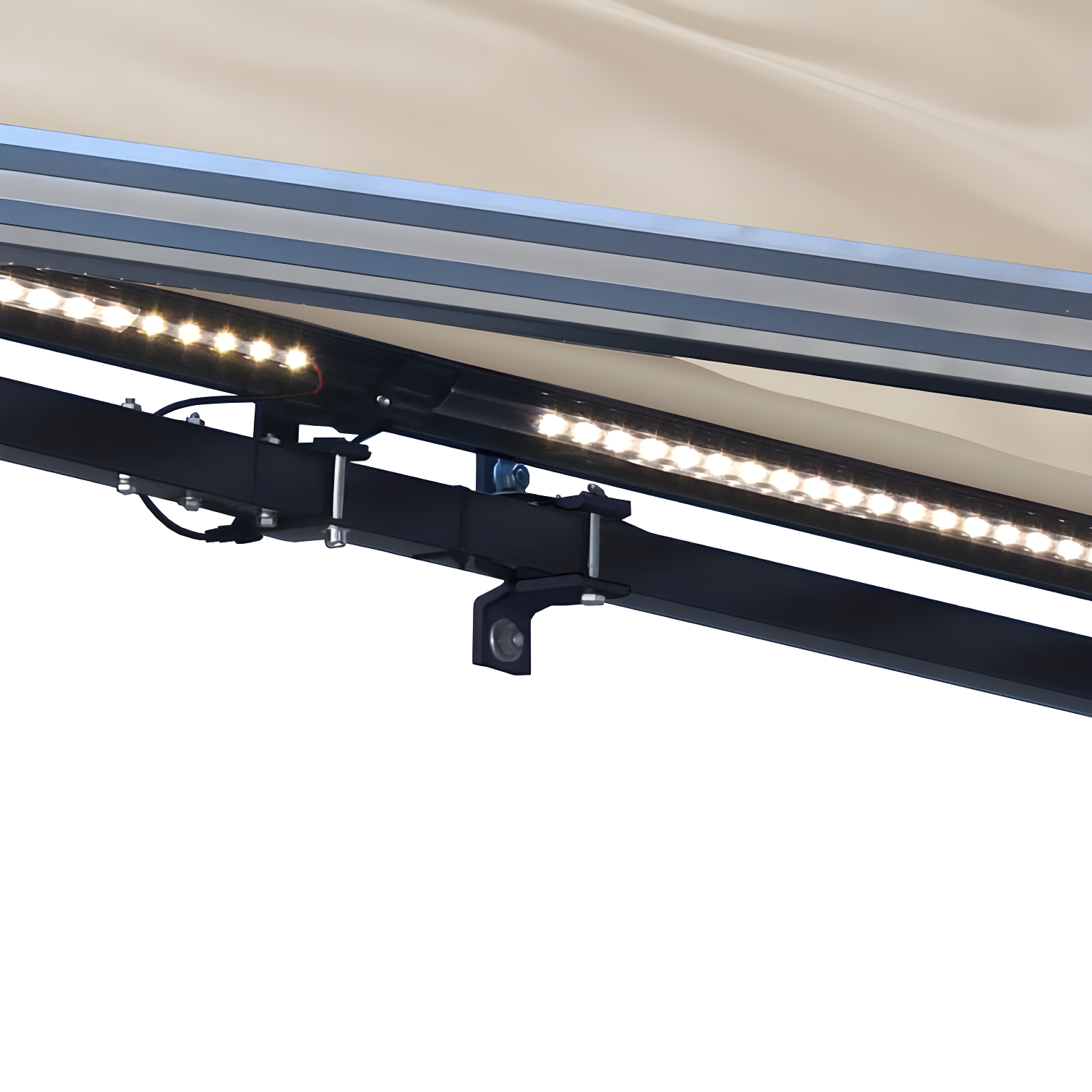 Semi-Cassette Patio Awning with LED Lights - Moroccan Collection