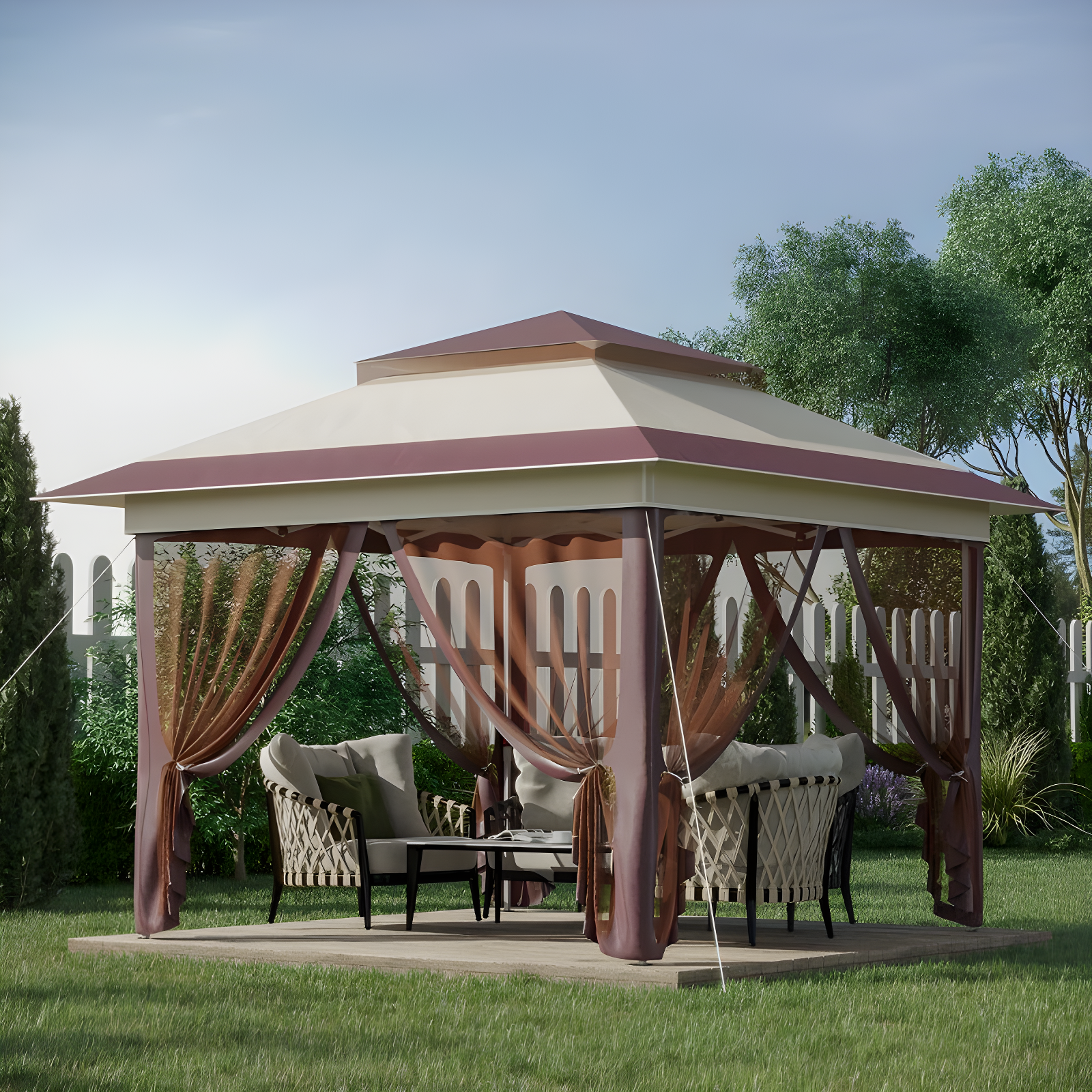 Outsunny 12' x 12' Pop Up Canopy Heavy Duty Sun Shade Instant Tent Folding with Center Lift Hook Design, 3-Level Adjustable Height, Beige