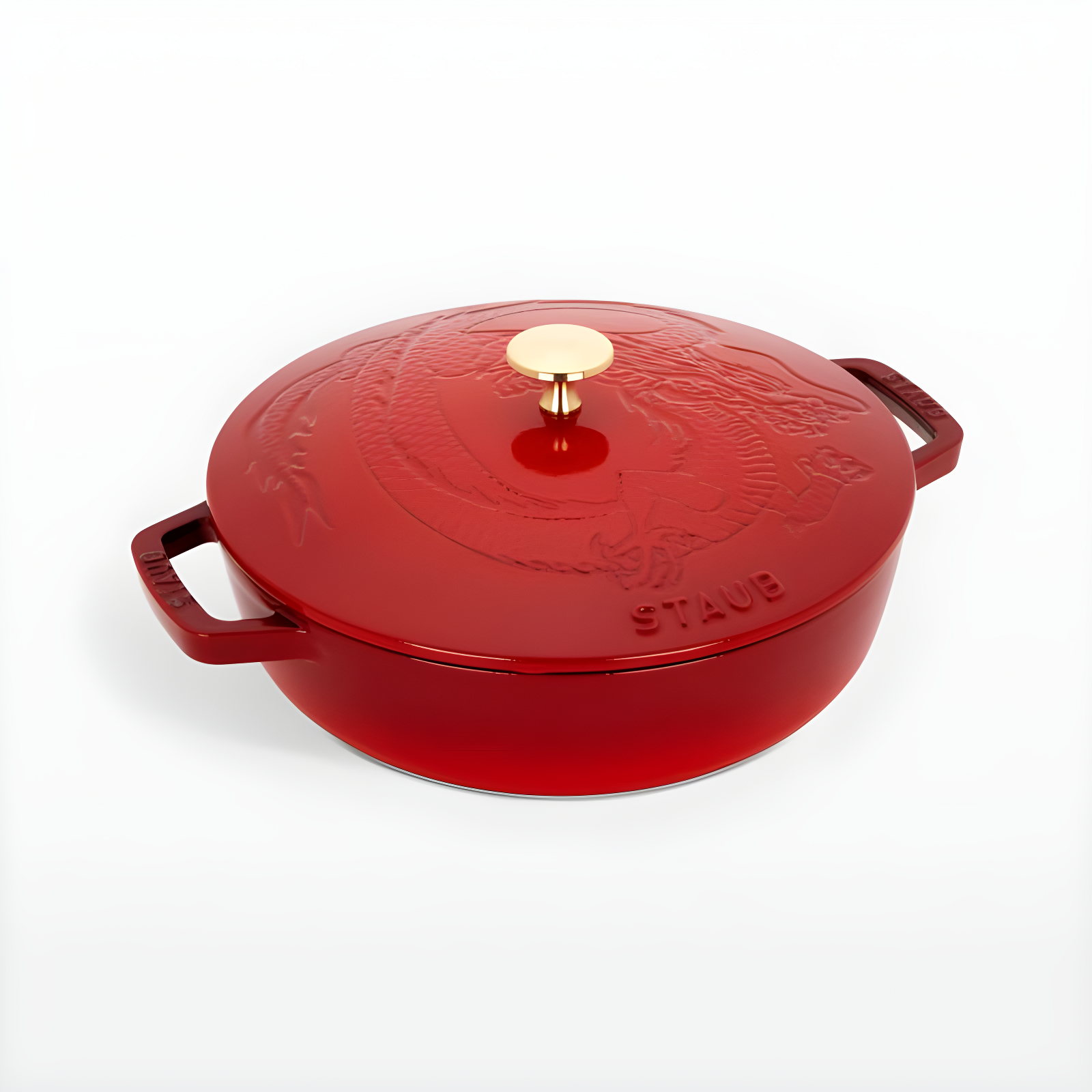 Staub ® 2.5-Qt. Cherry Cast Iron Saute Pan with Dragon Lid