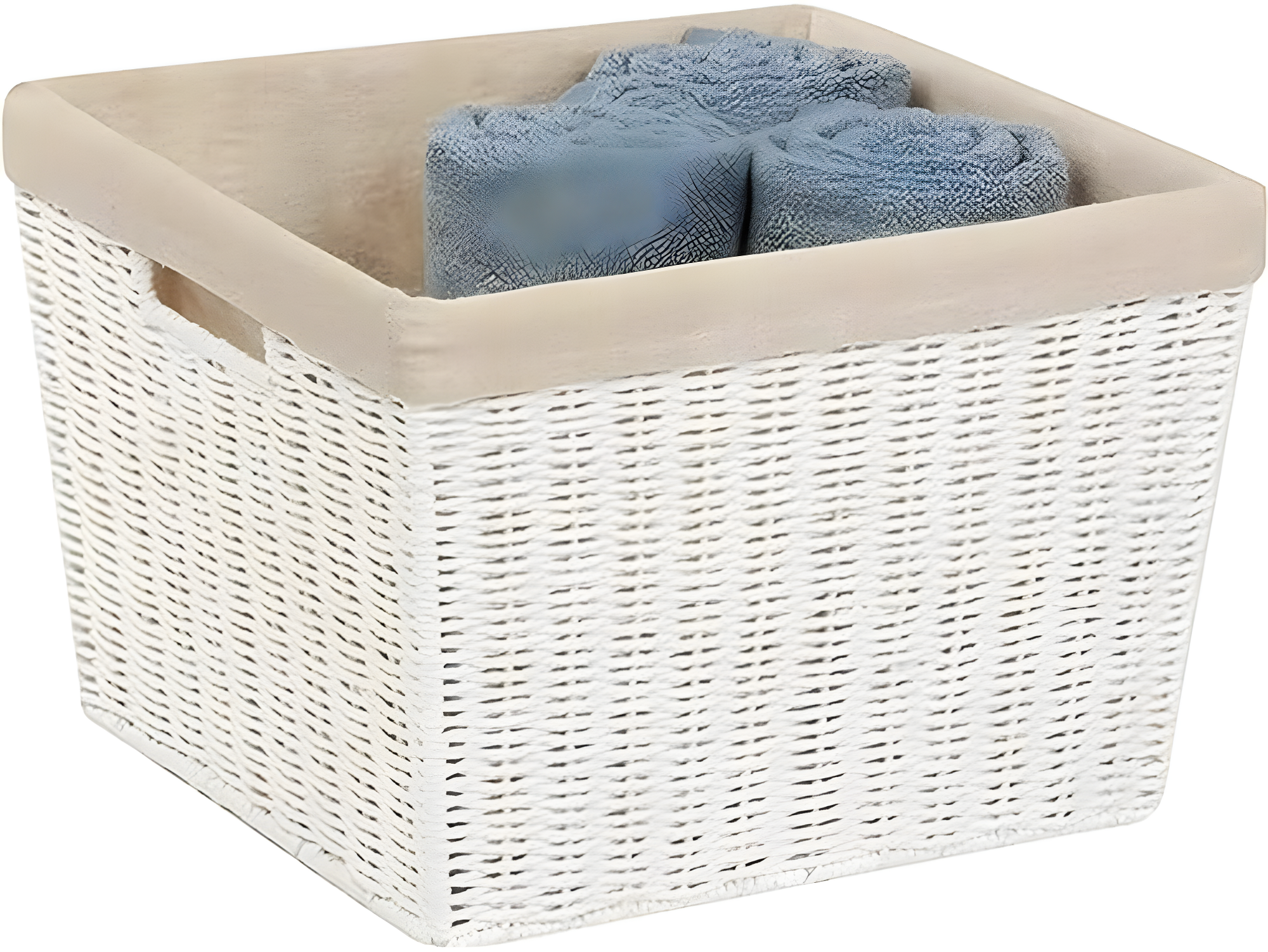 Honey-Can-Do Paper Rope and Steel Large Storage Basket with Liner, White/Natural