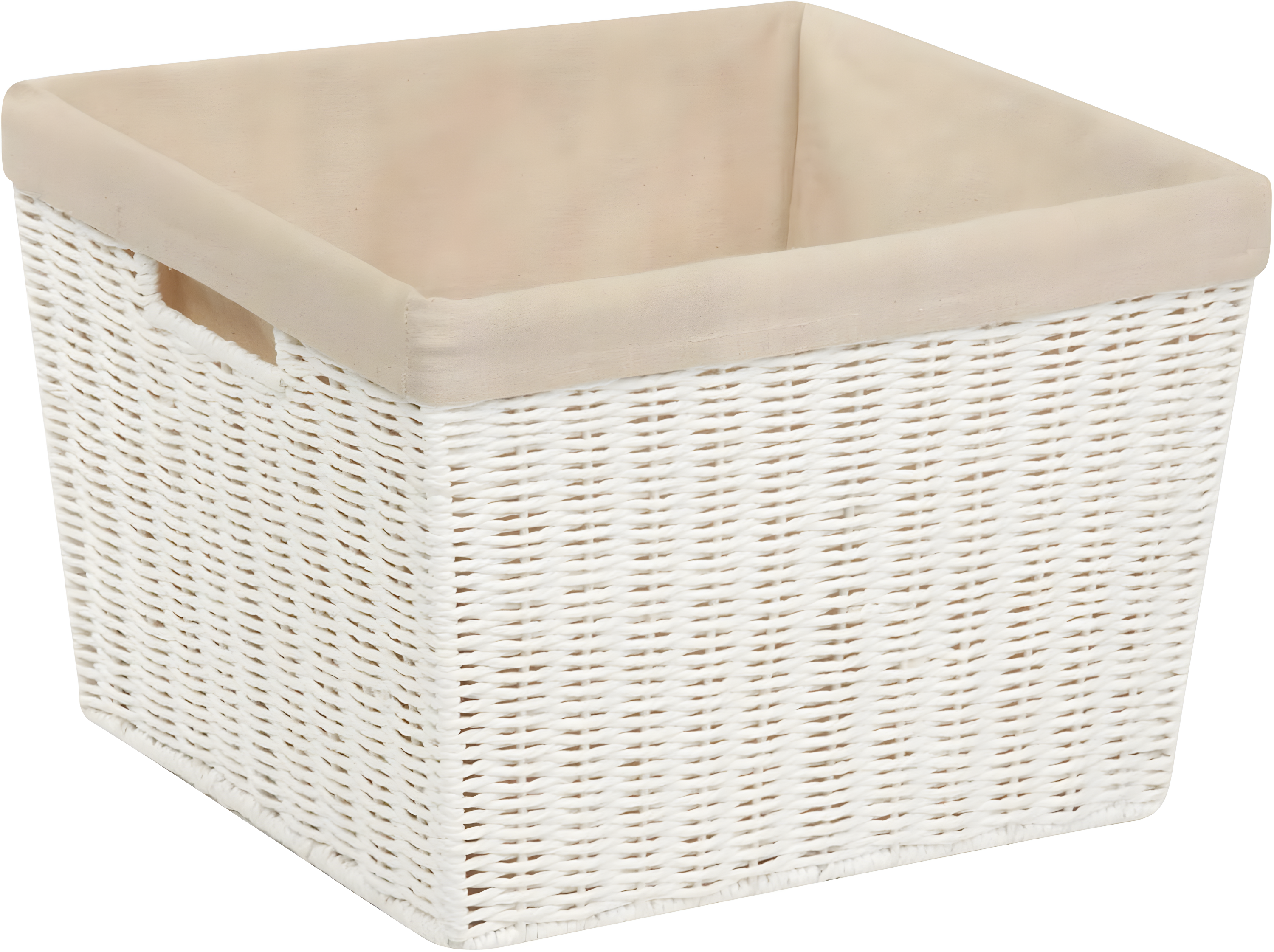 Honey-Can-Do Paper Rope and Steel Large Storage Basket with Liner, White/Natural