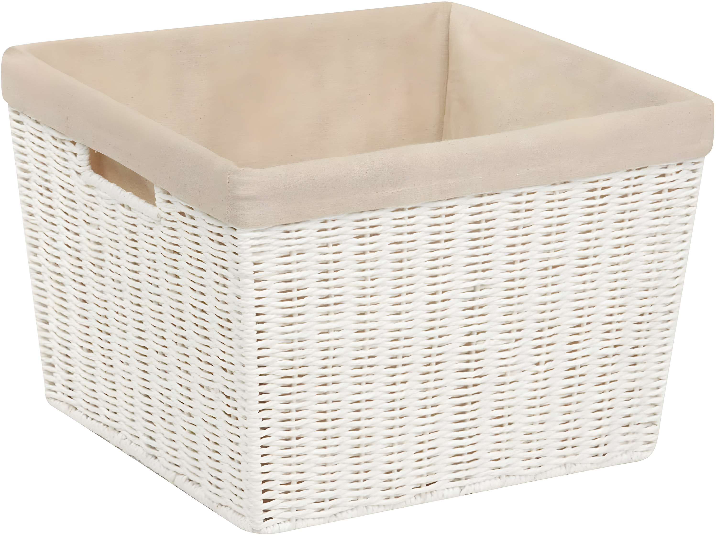 Honey-Can-Do Paper Rope and Steel Large Storage Basket with Liner, White/Natural