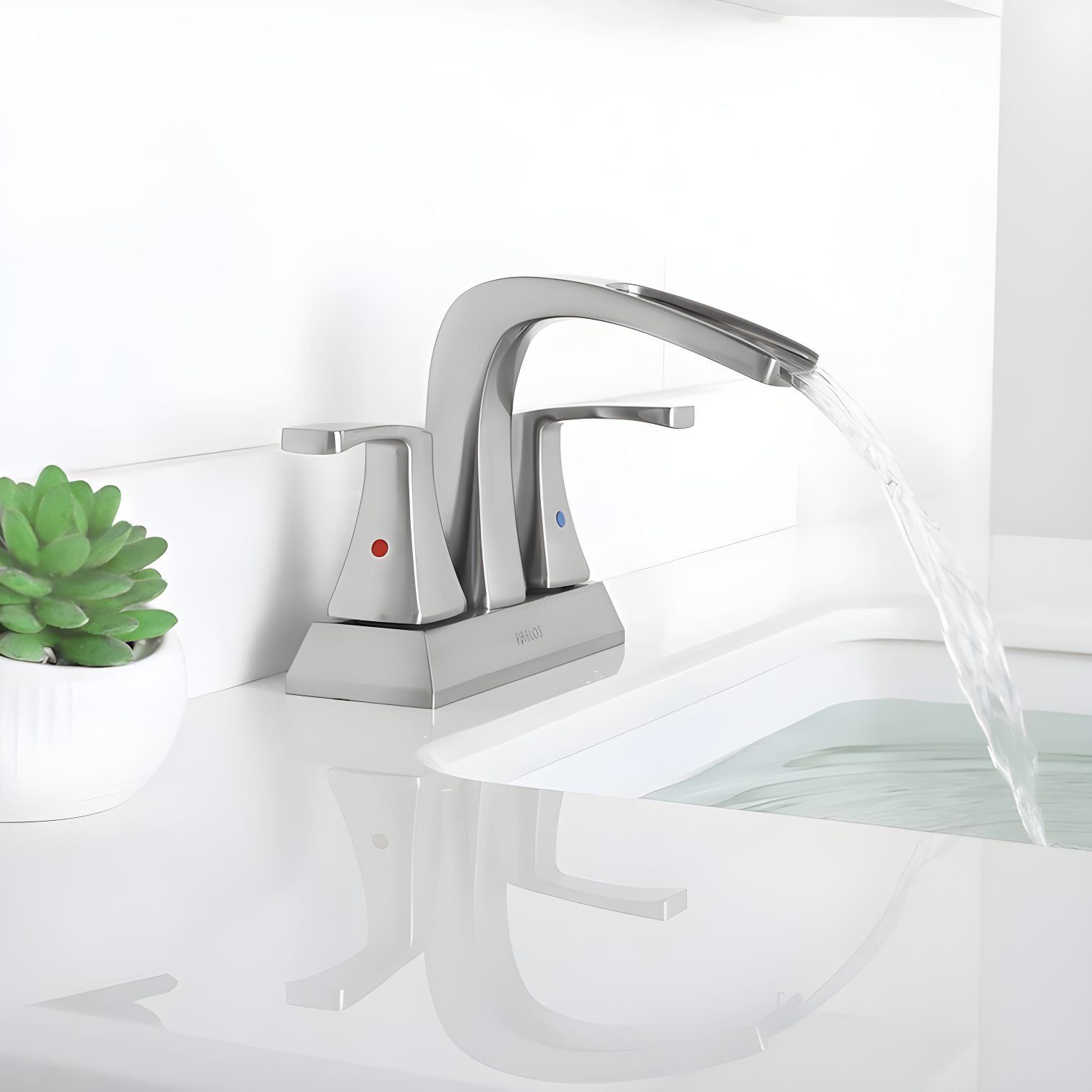 Doris Waterfall Centerset 2-handle Bathroom Faucet with Drain Assembly