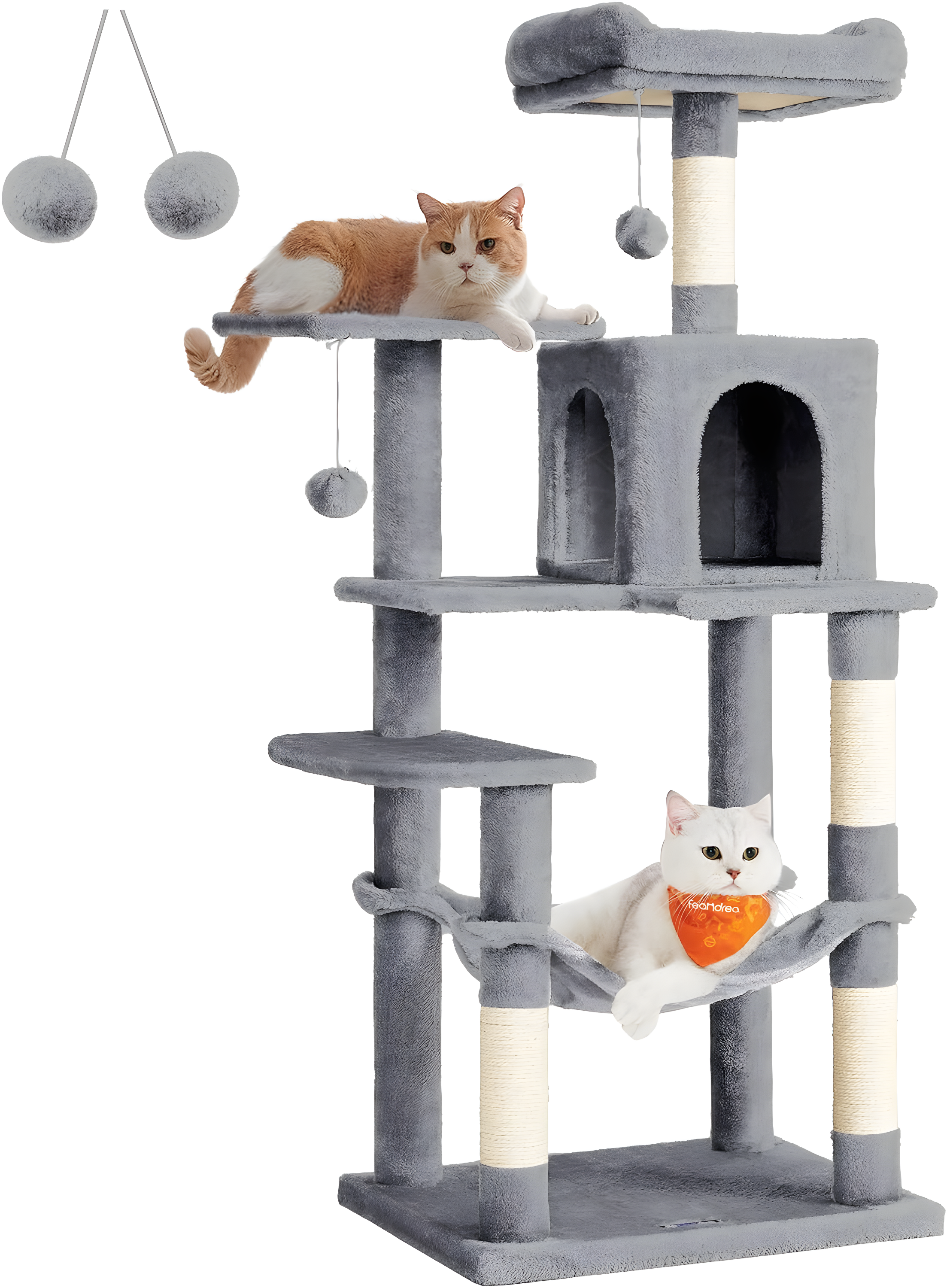 56.3'' Cat Tree Tower for Indoor Cats ,Multi-Level Cat Condo Cat Furniture with Scratching Posts, Perches, Hammock, Cave ,Light Gray