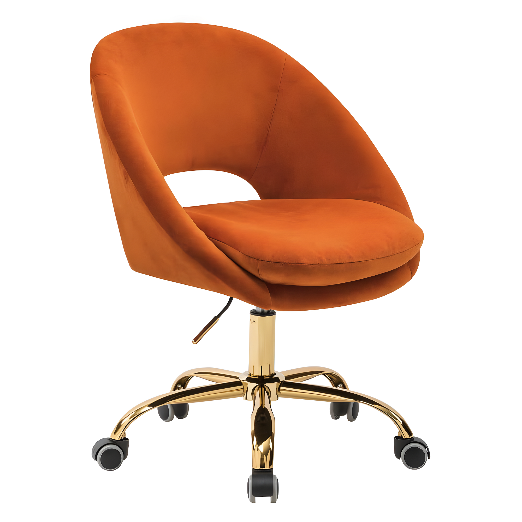 Velvet Home Office Chair Tina's Home Swivel Accent Chair Adult Makeup Chair Metal Leg Bedroom,Orange