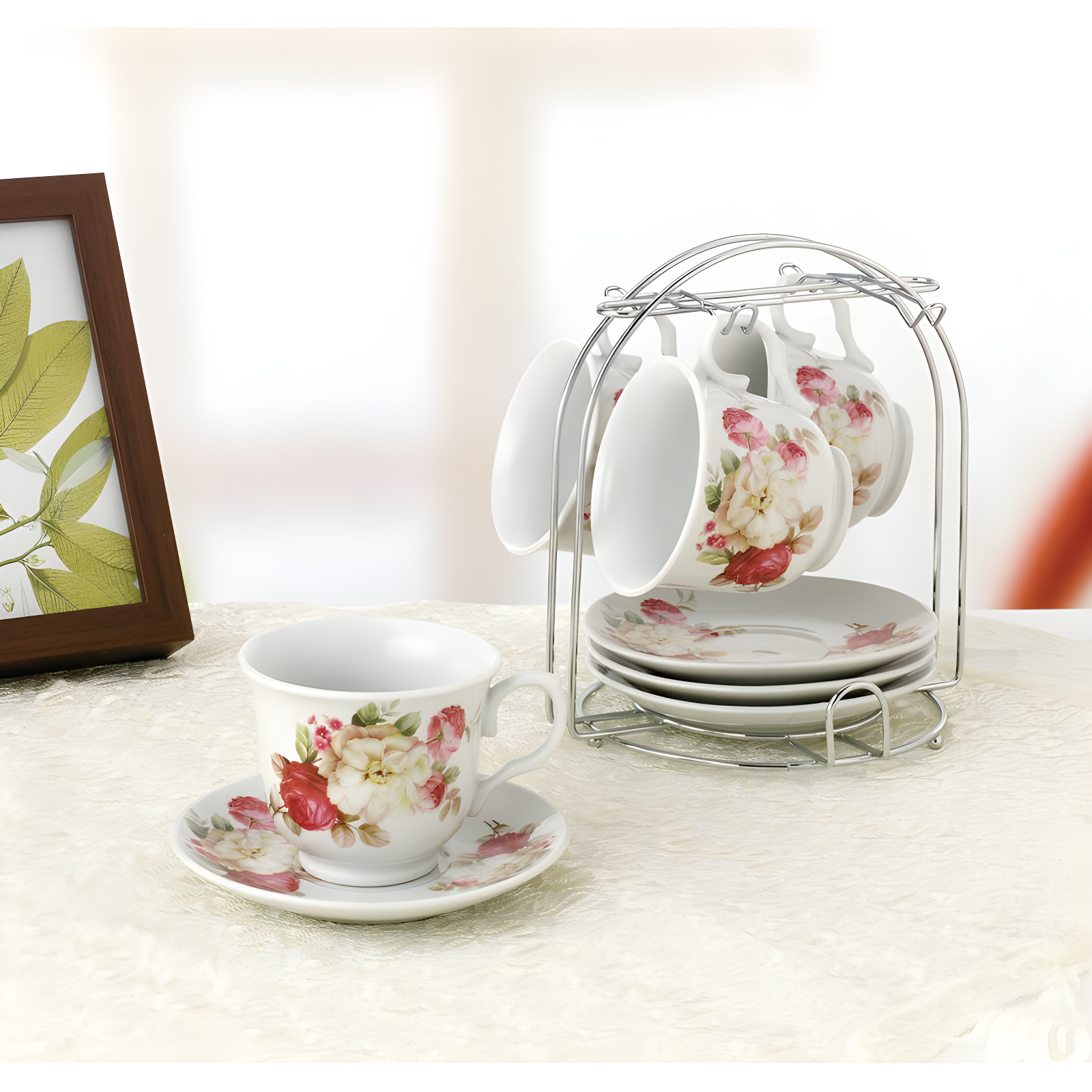 Lorren Home Trends 4 Piece Teacup & Saucer Set