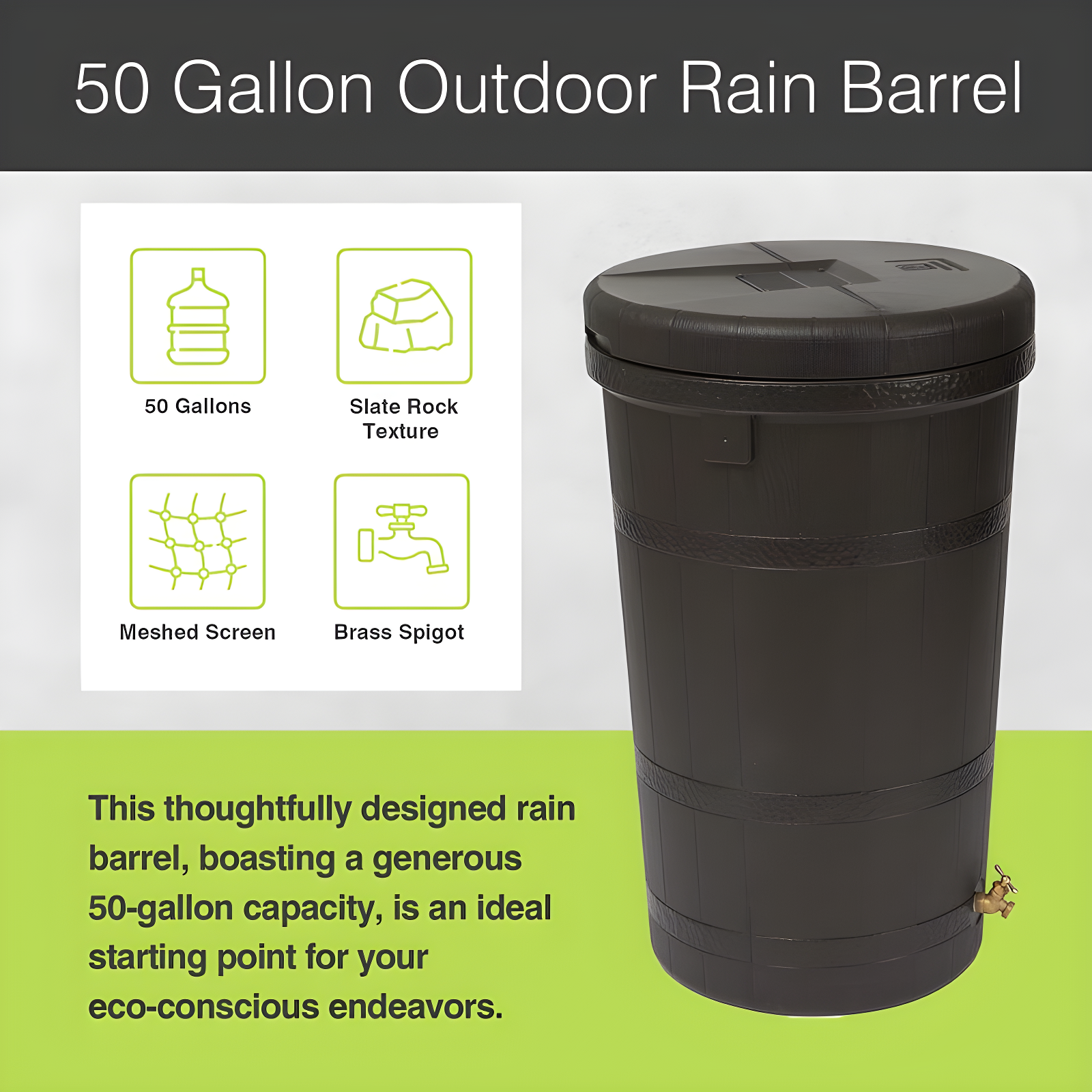 Good Ideas Good Ideas 50 Gallons Plastic Drainable Rain Barrel