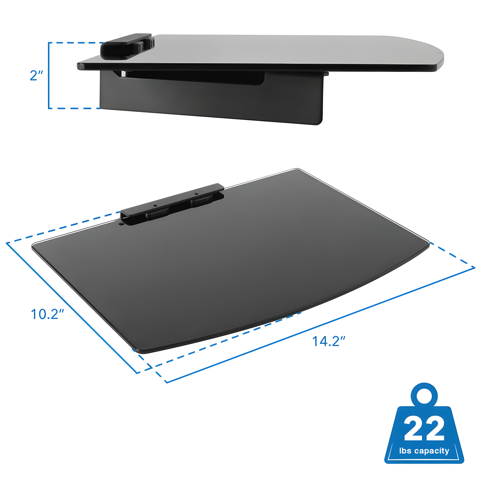 Mount-It! Tempered Glass Cable Box Wall Mount Shelves for AV, Electronic Components, Gaming Consoles