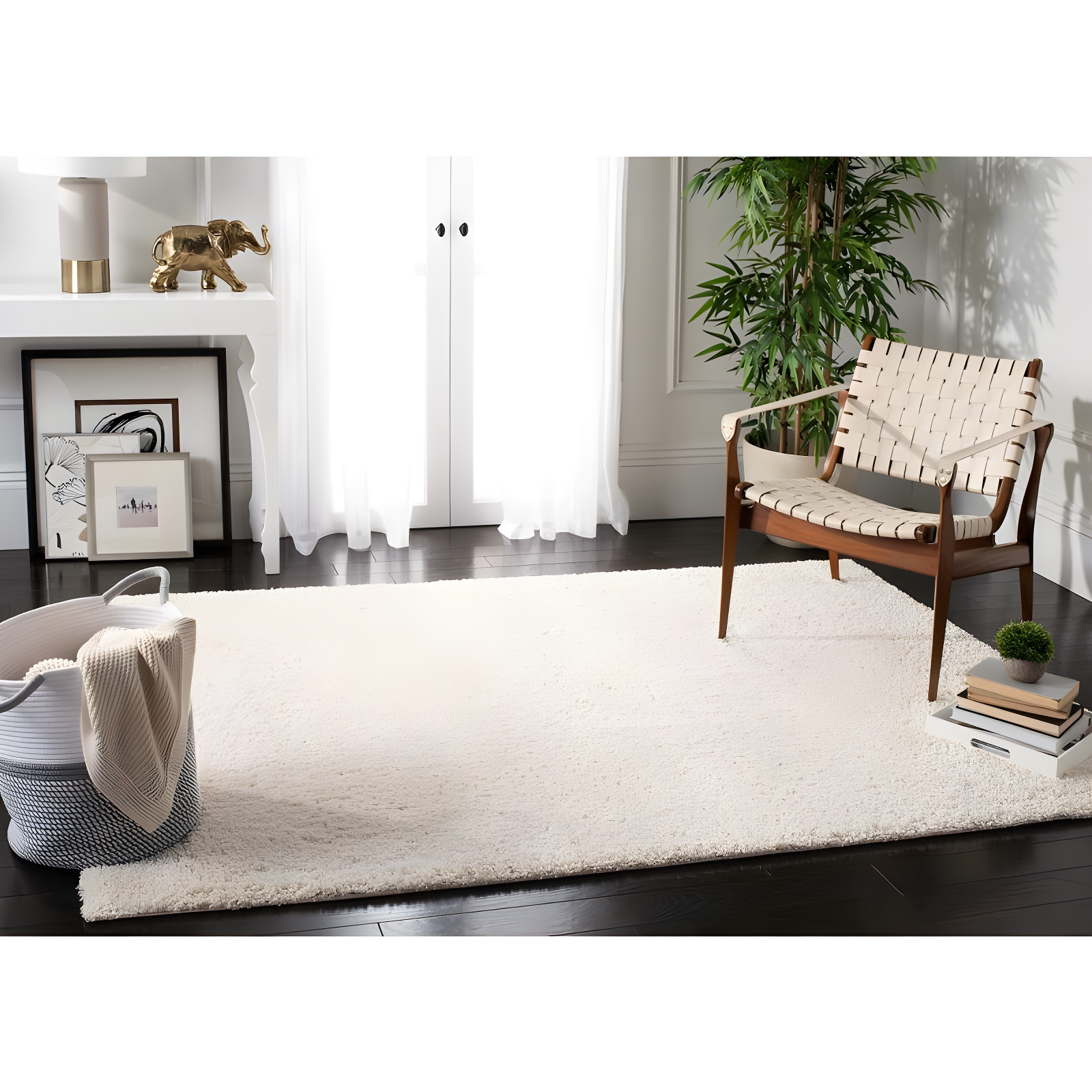 August Shag 900 AUG900 Power Loomed Indoor Area Rug - Ivory - 6'x9' - Safavieh