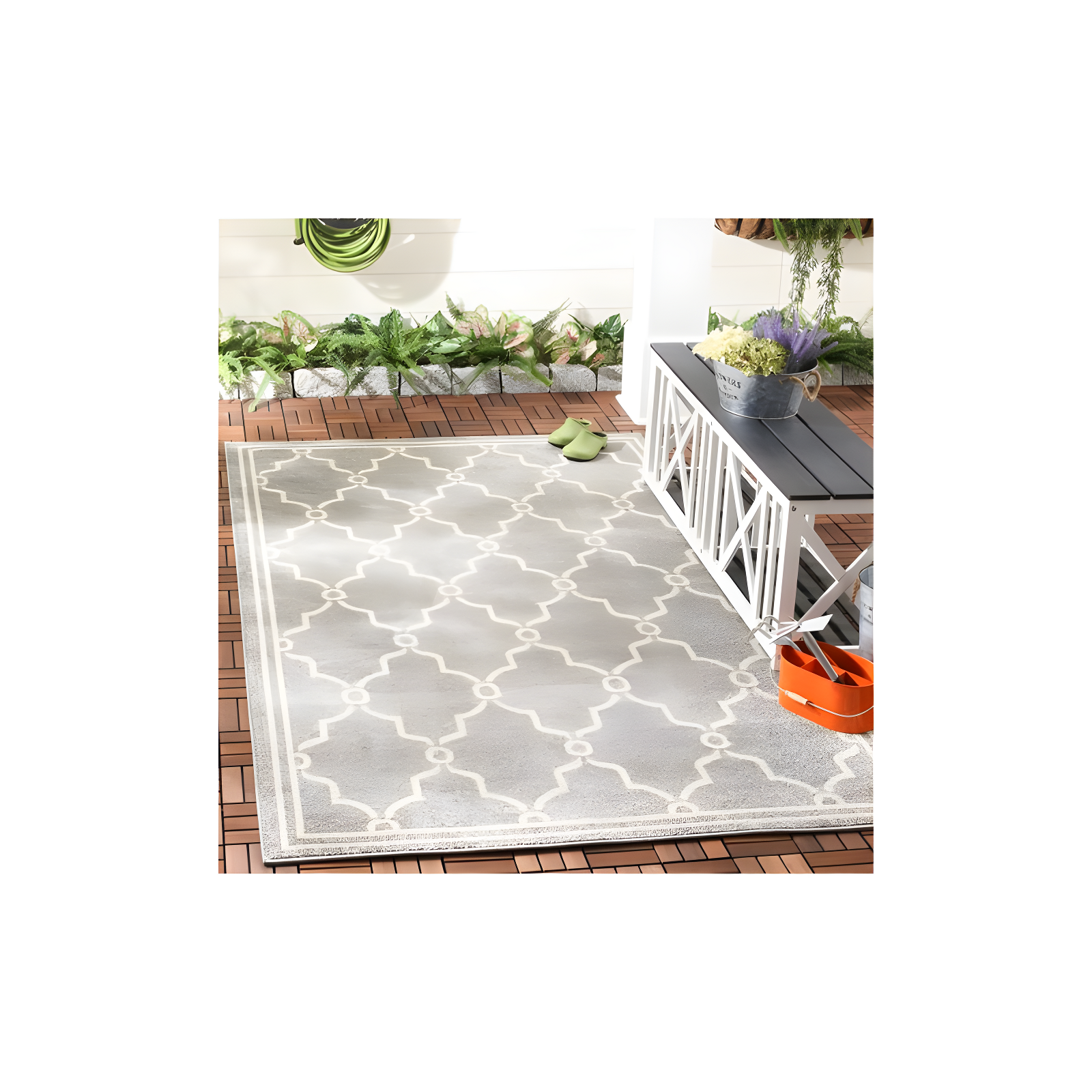 Amherst AMT414 Power Loomed Indoor Area Rug - Dark Grey/Beige - 5'3"x8' - Safavieh