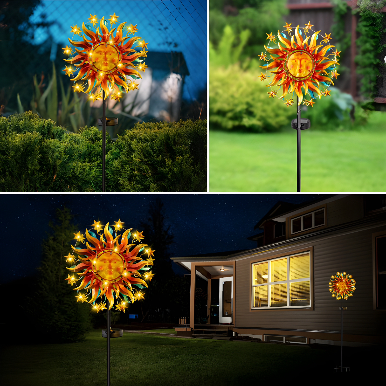 Arlmont & Co. 60.3 Inch 360° Metal Sun Wind Sculptures Outdoor Clearance Kinetic Windmills