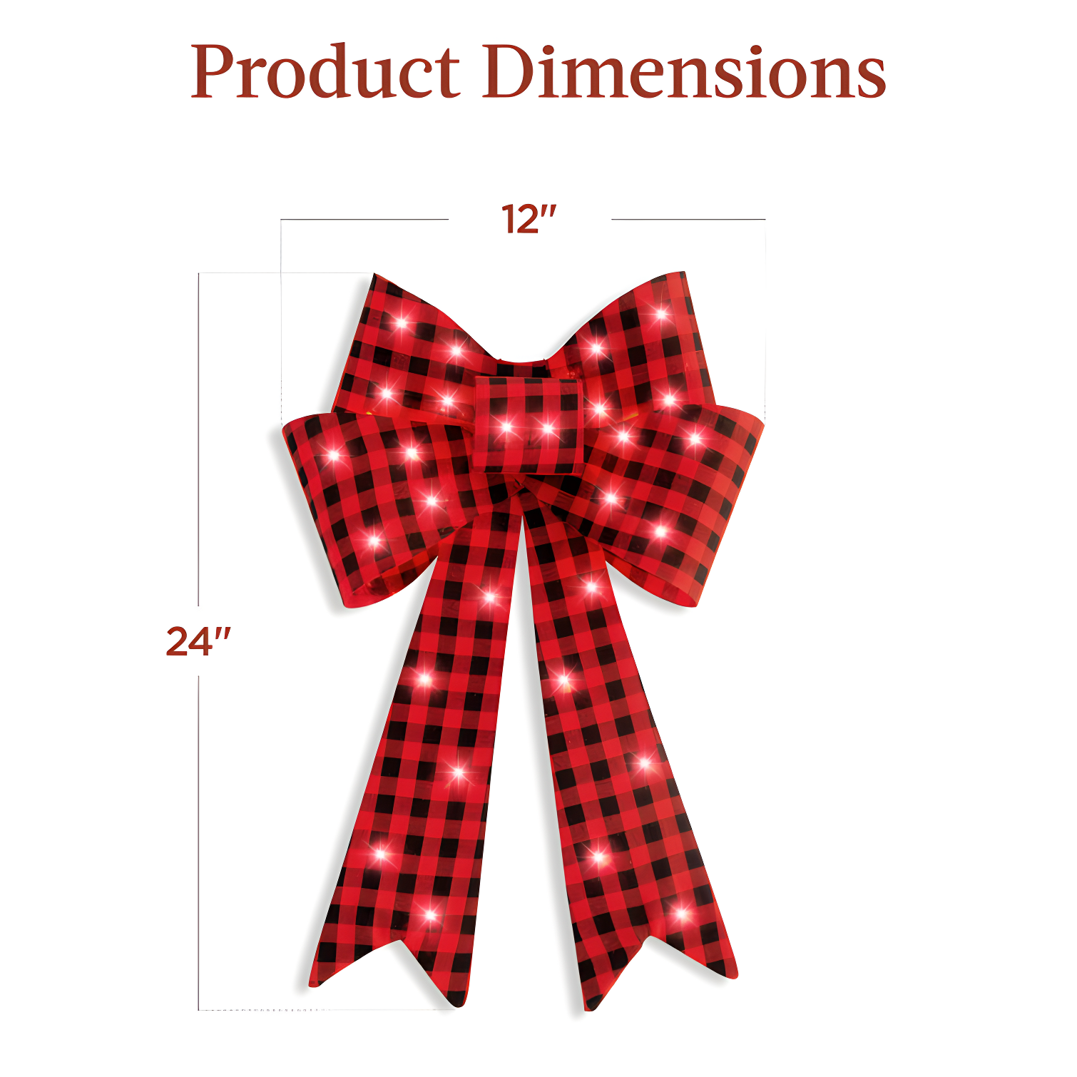 The Holiday Aisle® Set Of 3 Pre-Lit Christmas Bows, Indoor/Outdoor LED Holiday Decor W/ 8 Light Functions - Plaid