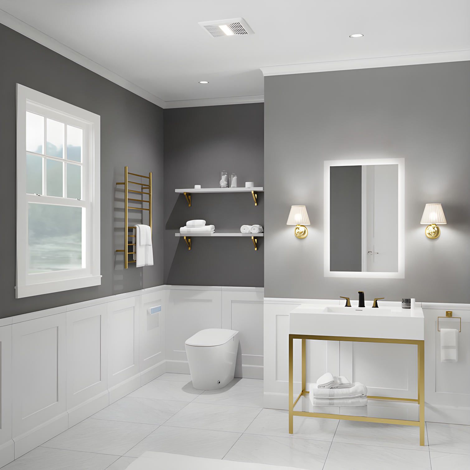 ANZZI 110 CFM 1.3 Sones Super Quiet Square Grill Ceiling Mount Sturdy 26 Watt Bathroom Exhaust Fan With Built-In LED Light Energy Star Rated