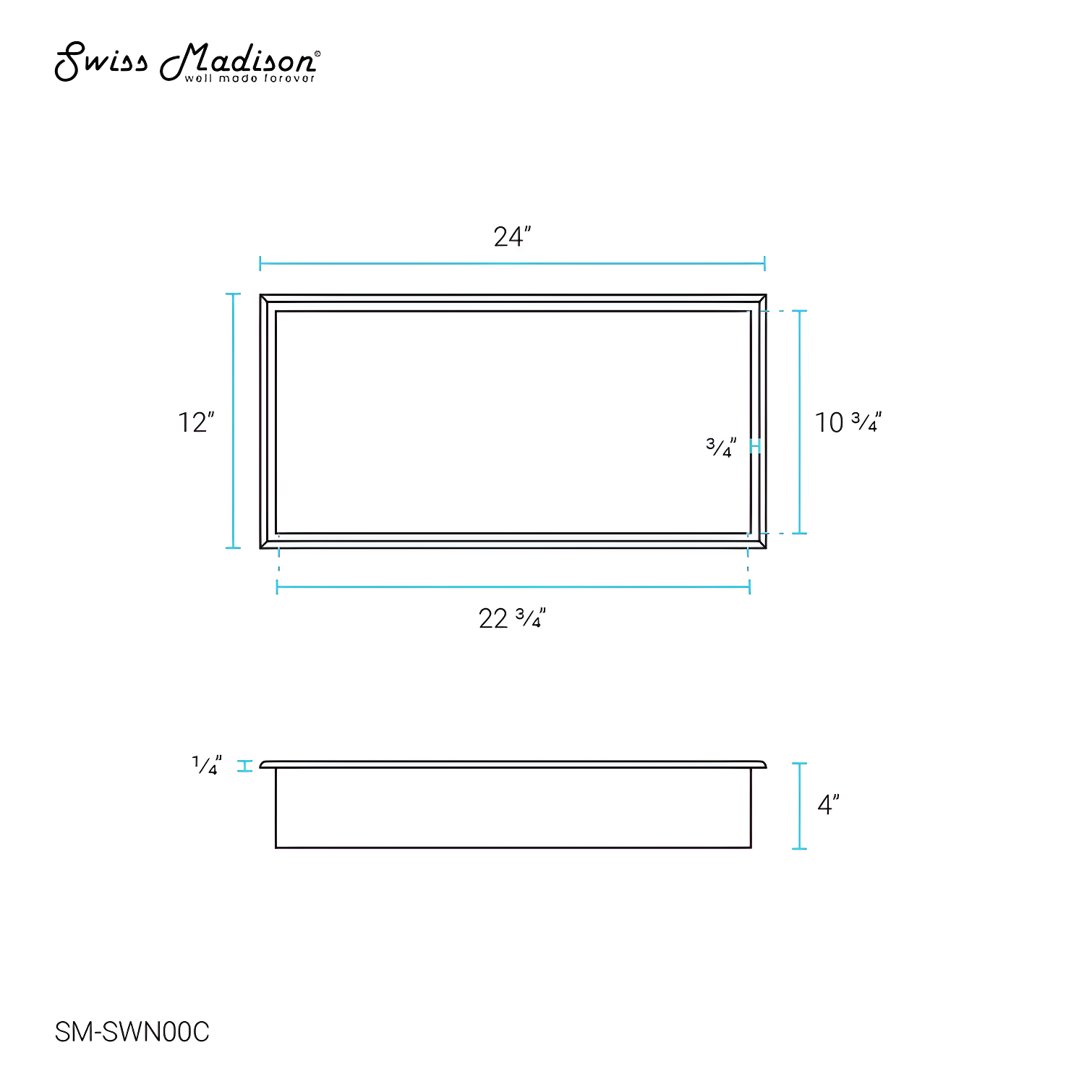 Voltaire 12" x 24" Stainless Steel Single Shelf Wall Niche