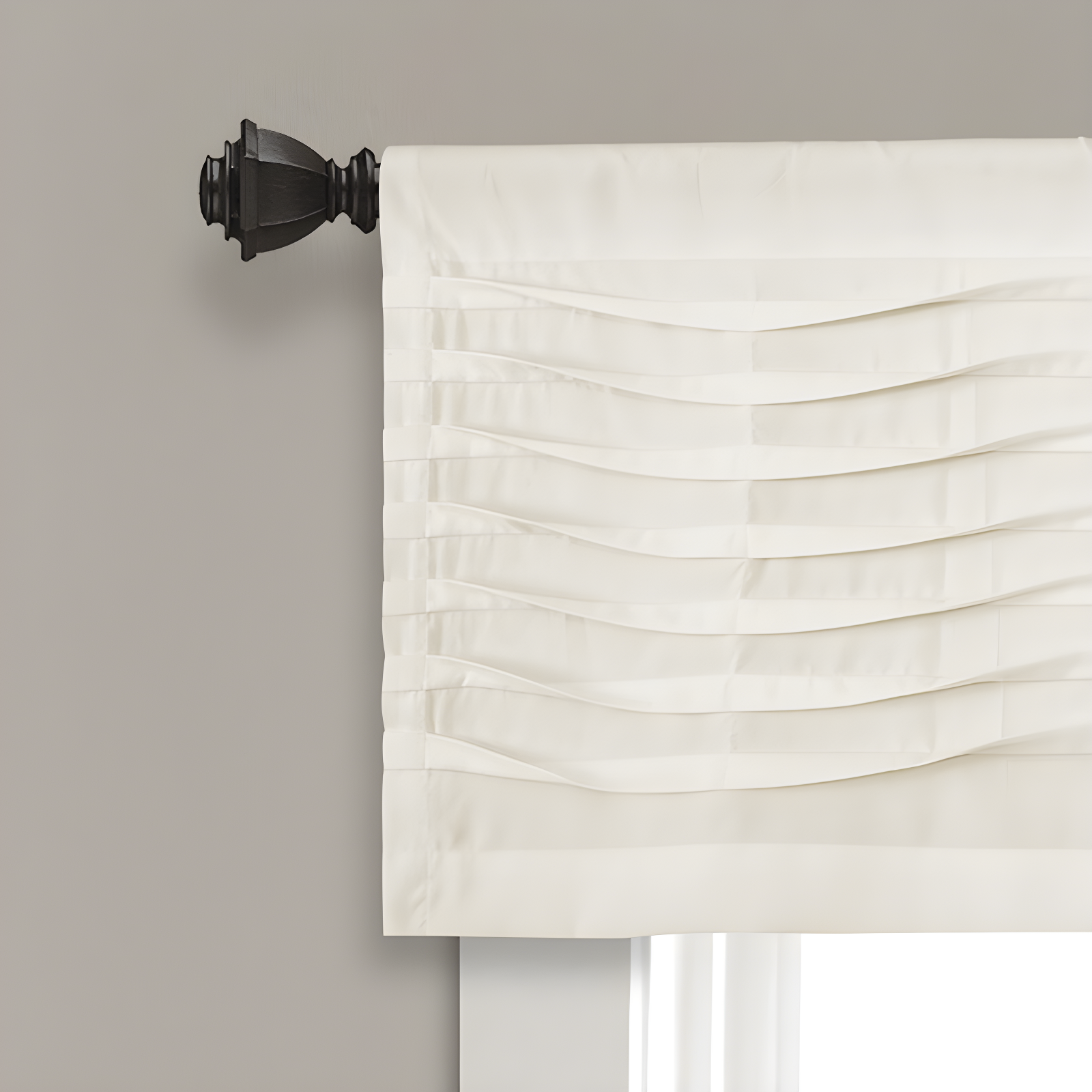 Lush Decor Tailored 52'' W Window Valance Blue,Cream,Dark Gray,Light Gray,White