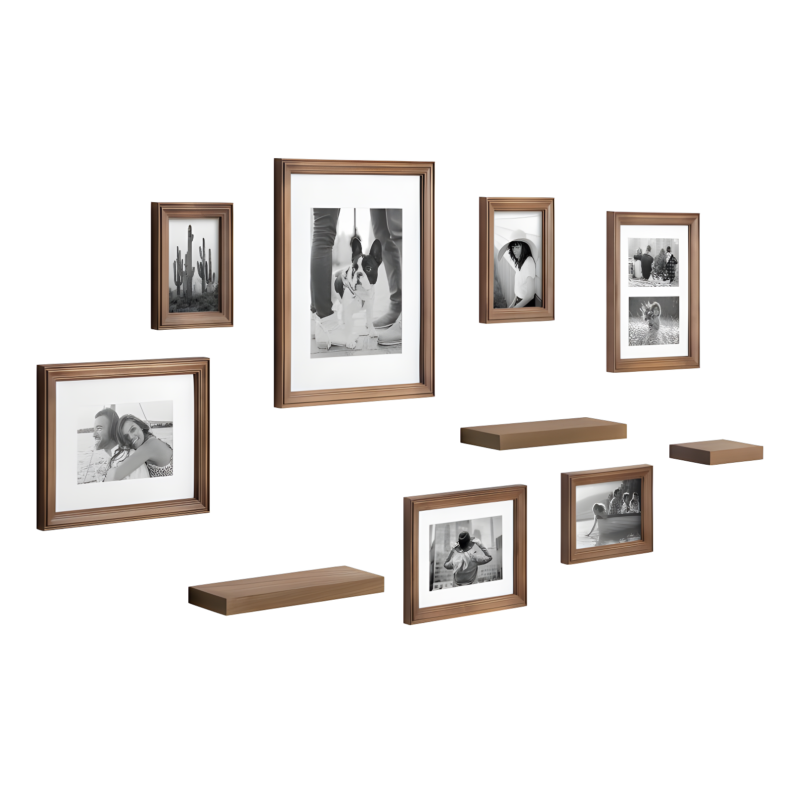 10pc Bordeaux Frame Box Set Natural: Wall Gallery Kit, Wood Shelves, Multi-Size Frames - Kate & Laurel All Things Decor