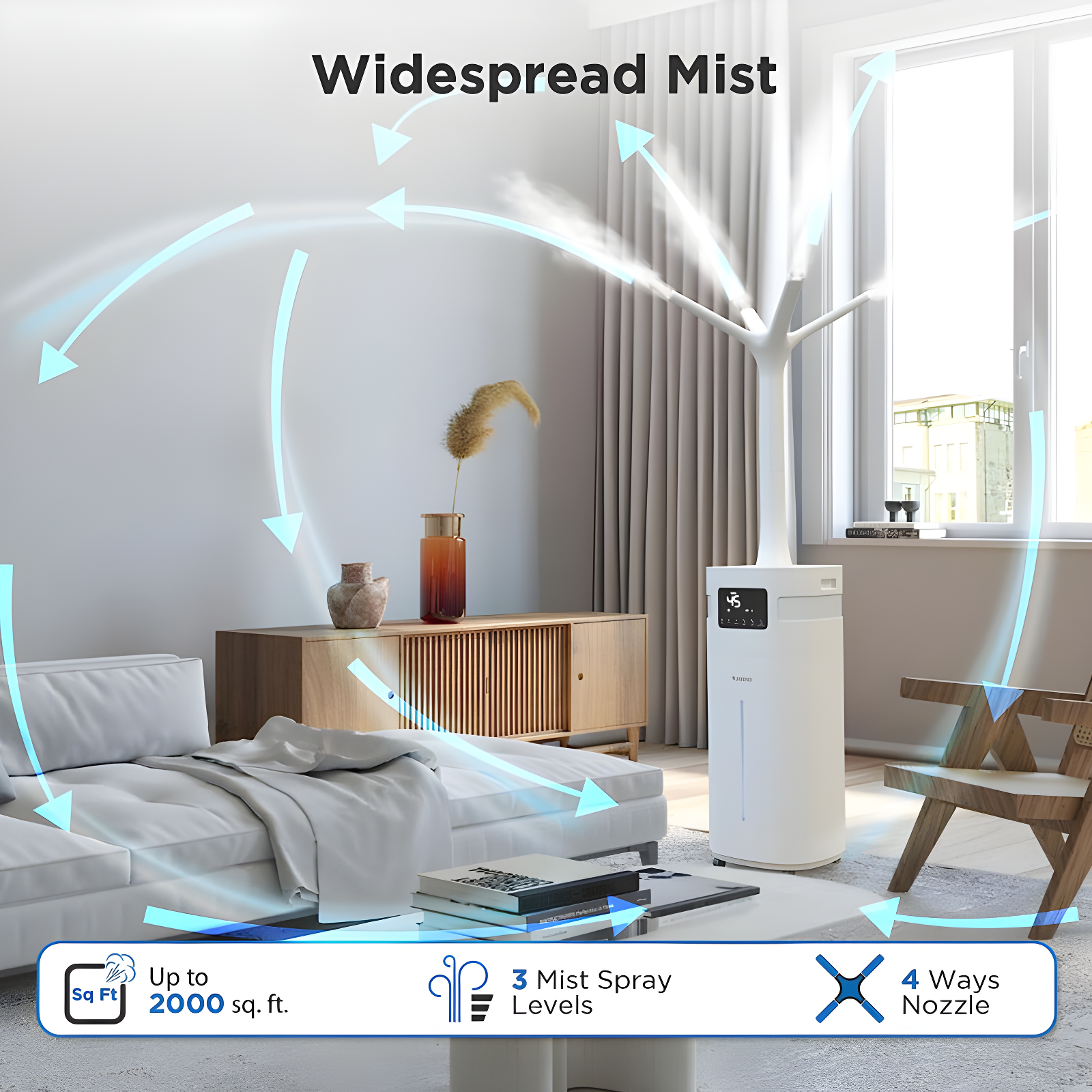 TURBRO Commercial Humidifier, WiFi-Enabled, 5.3Gal/20L Ultrasonic Air Vaporizer for Large Rooms up to 2000 Sq Ft