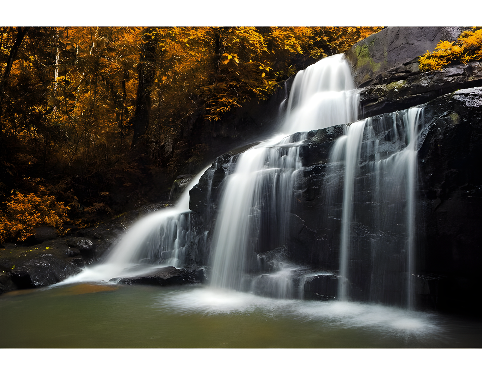 Northlight Seasonal 23.5" Natures Woods Autumn Waterfall Scene Canvas Wall Art