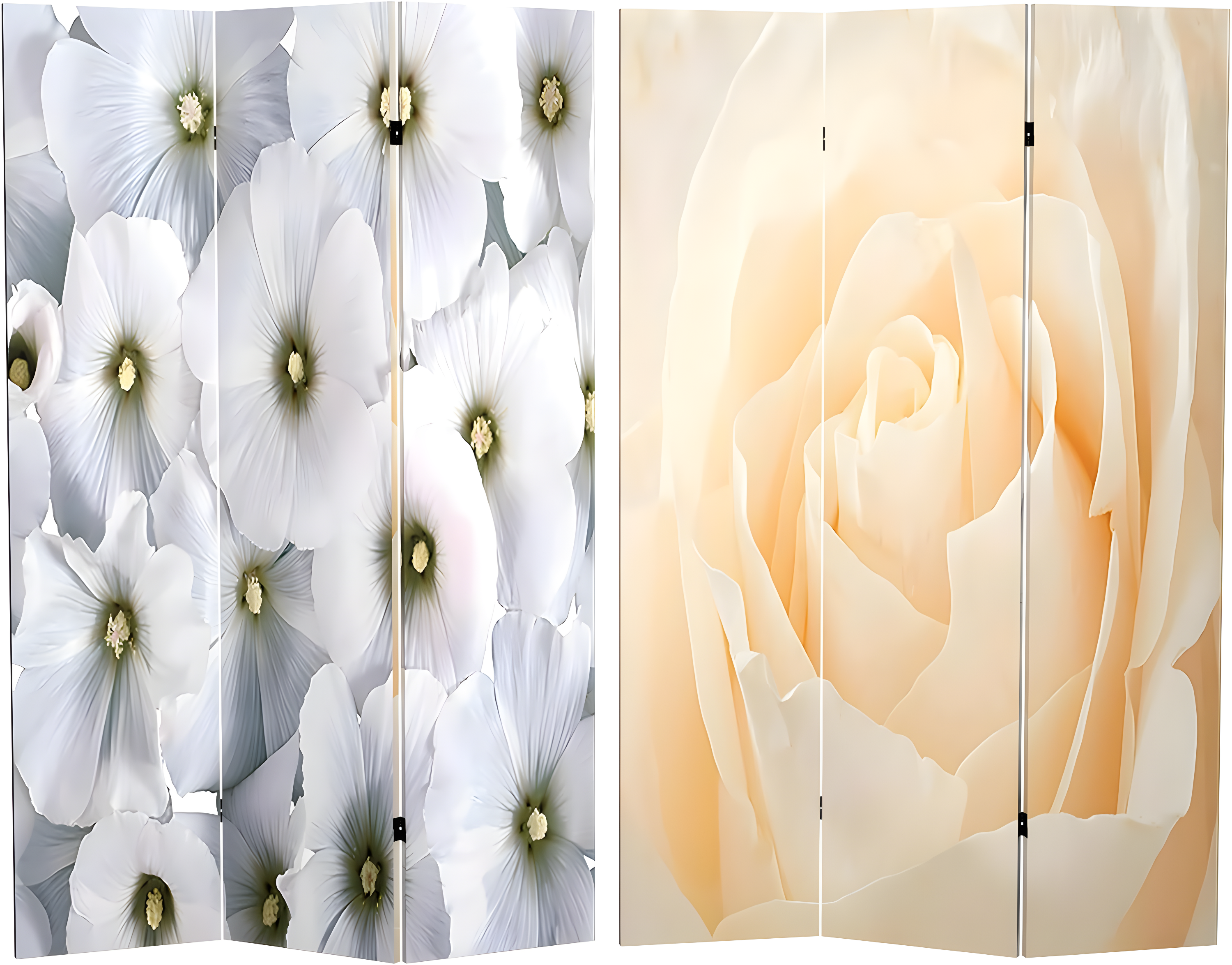 Red Lantern 6 ft. Tall Floral Double Sided Room Divider, 71 inches high and 3 Panels wide