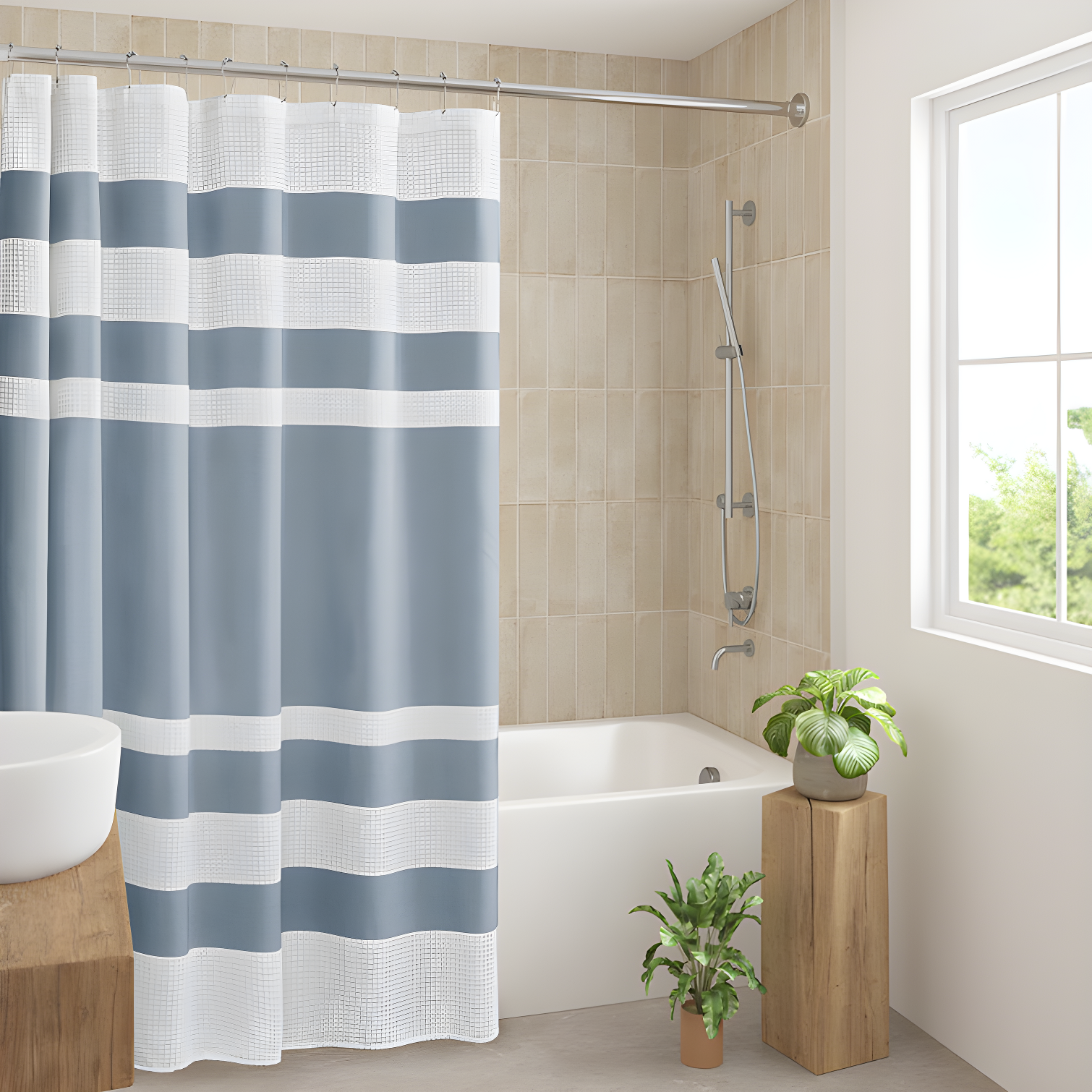 Striped Single Shower Curtain