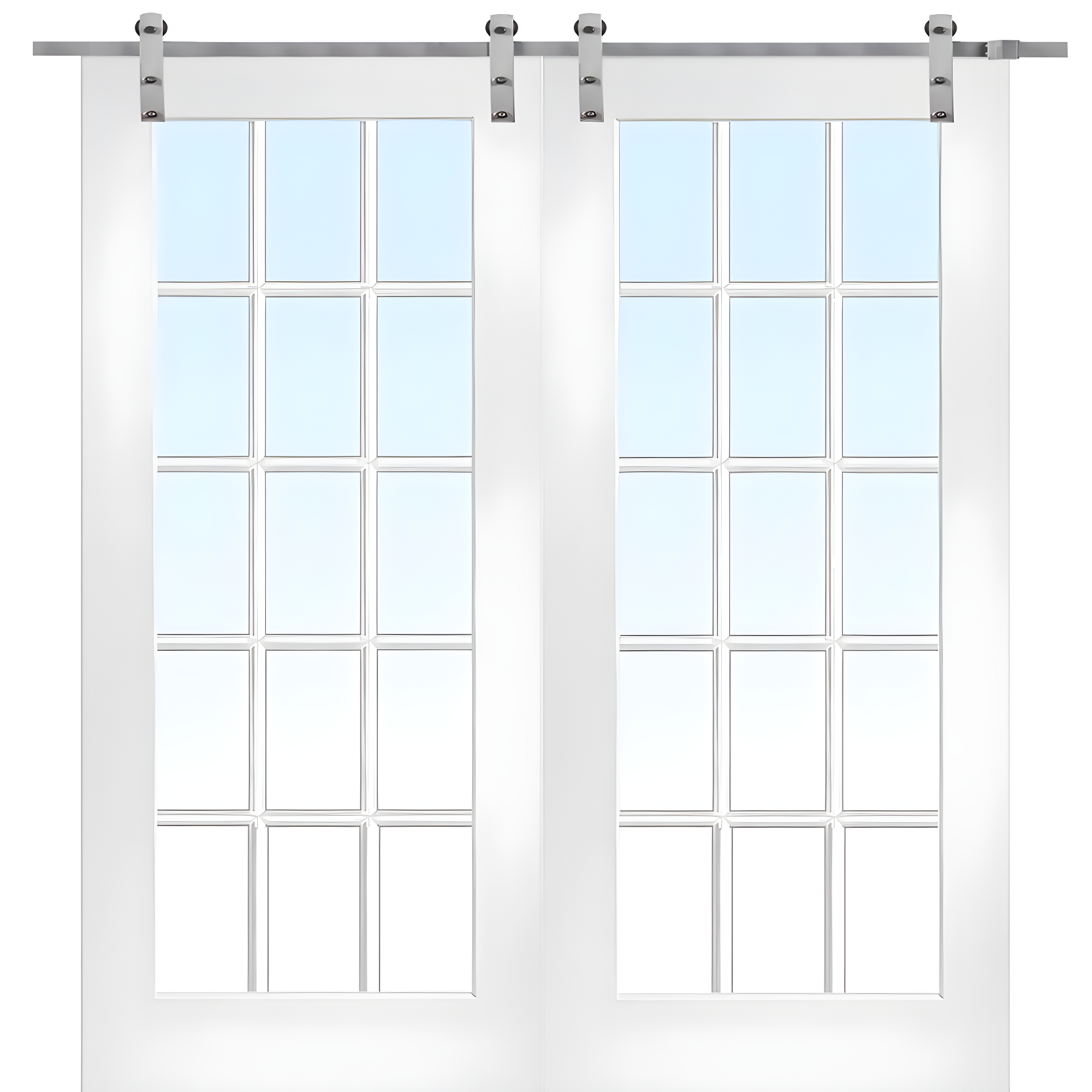 Solid + Manufactured Wood Glass with Installation Hardware Kit Barn Door