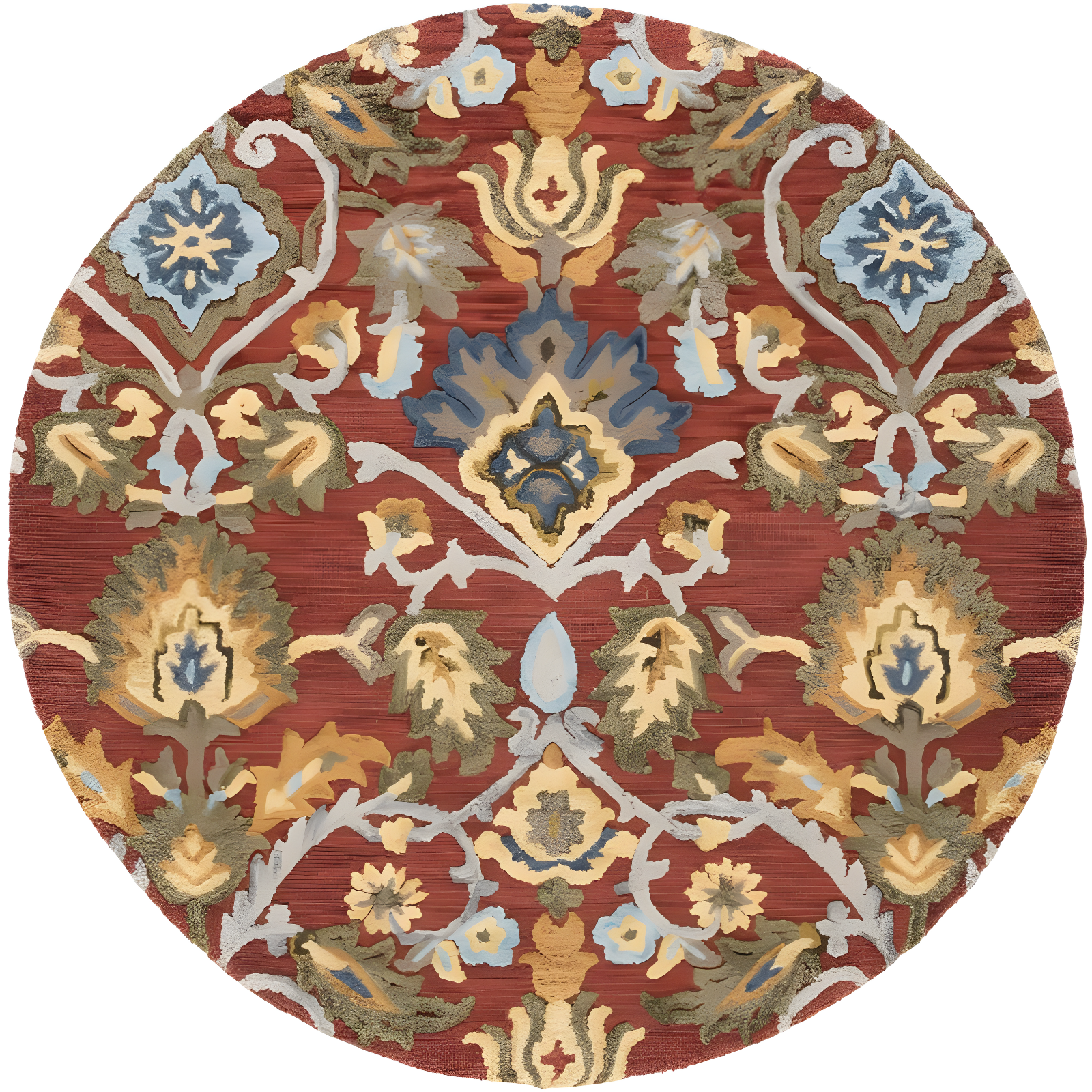 Blossom BLM402 Hand Tufted Area Rug - Red/Multi - 4' round - Safavieh.