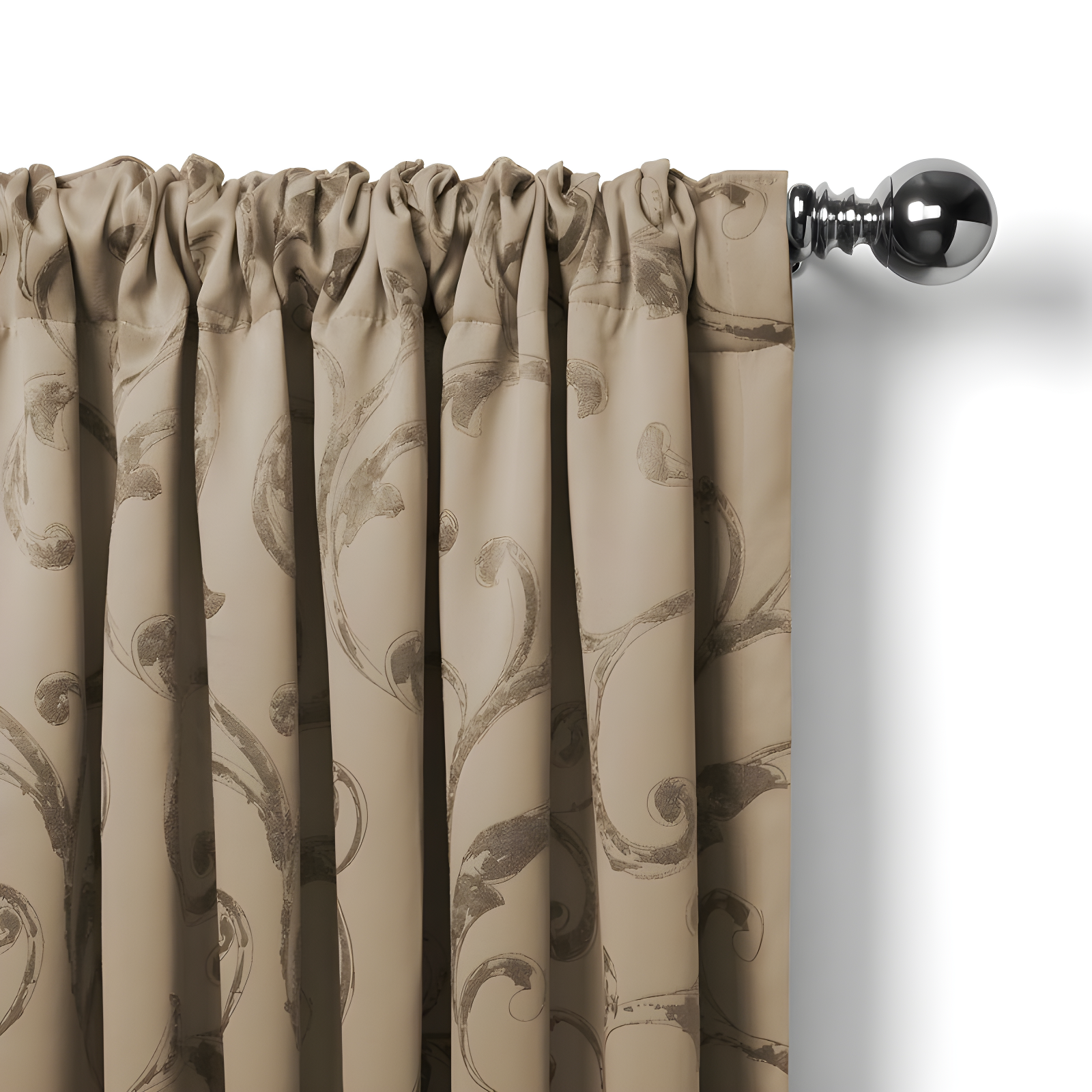 Mia Jacquard Scroll Blackout Window Curtain Panel - 52" x 95" - Taupe - Elrene Home Fashions