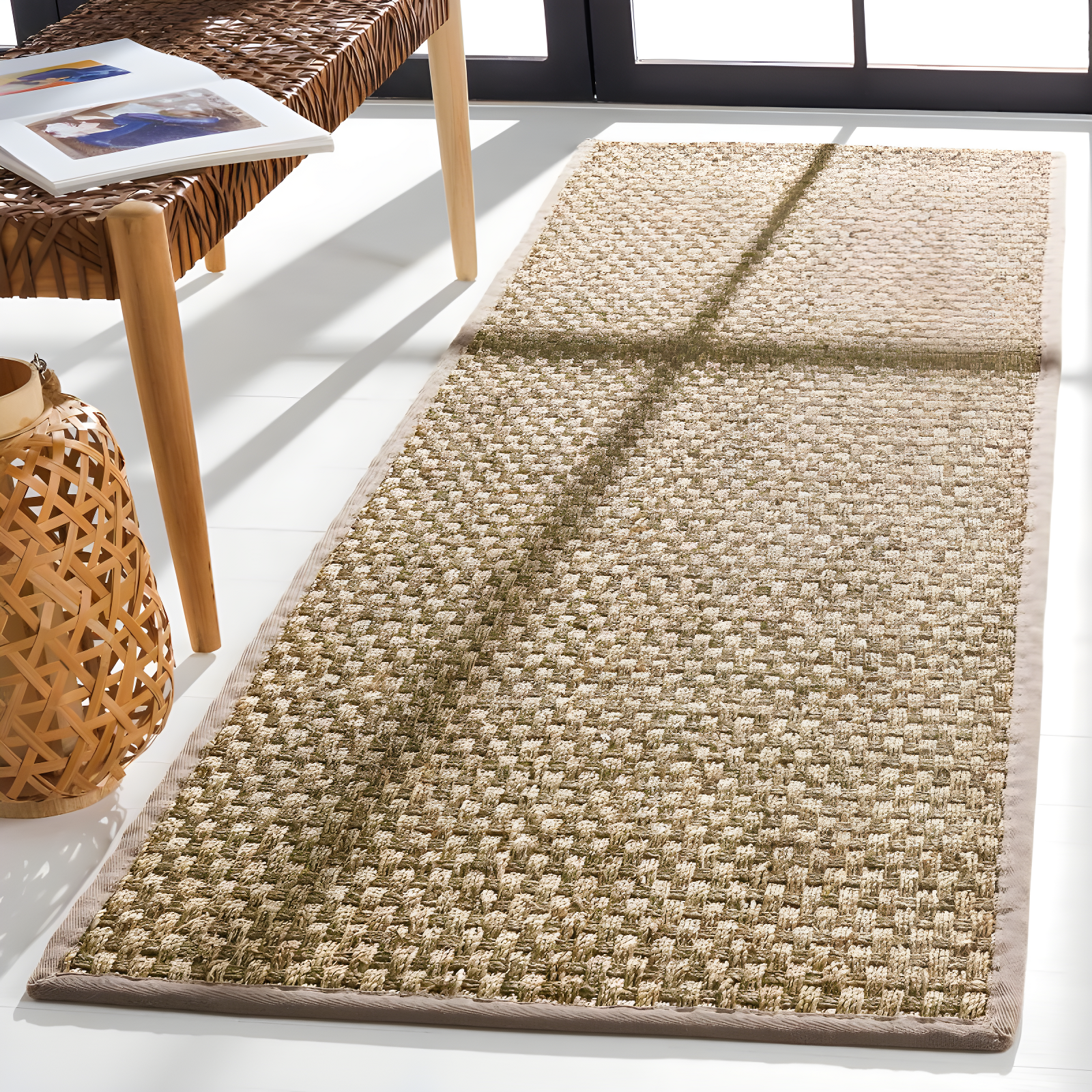 Natural Fiber NF114 Power Loomed Runner Rug - Natural/Grey - 2'6"x20' - Safavieh.