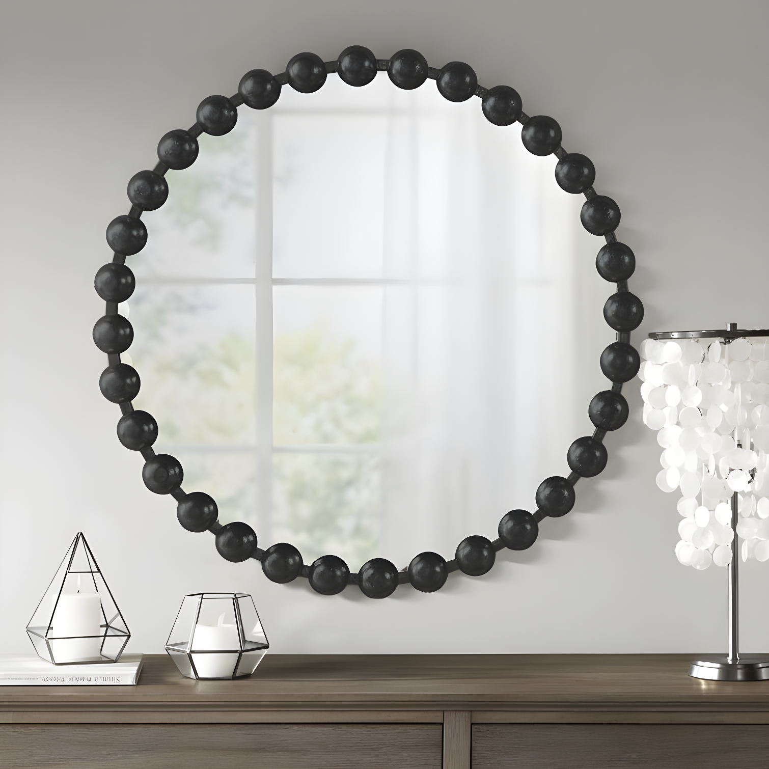 Marlowe Beaded Round Metal Wall Mirror