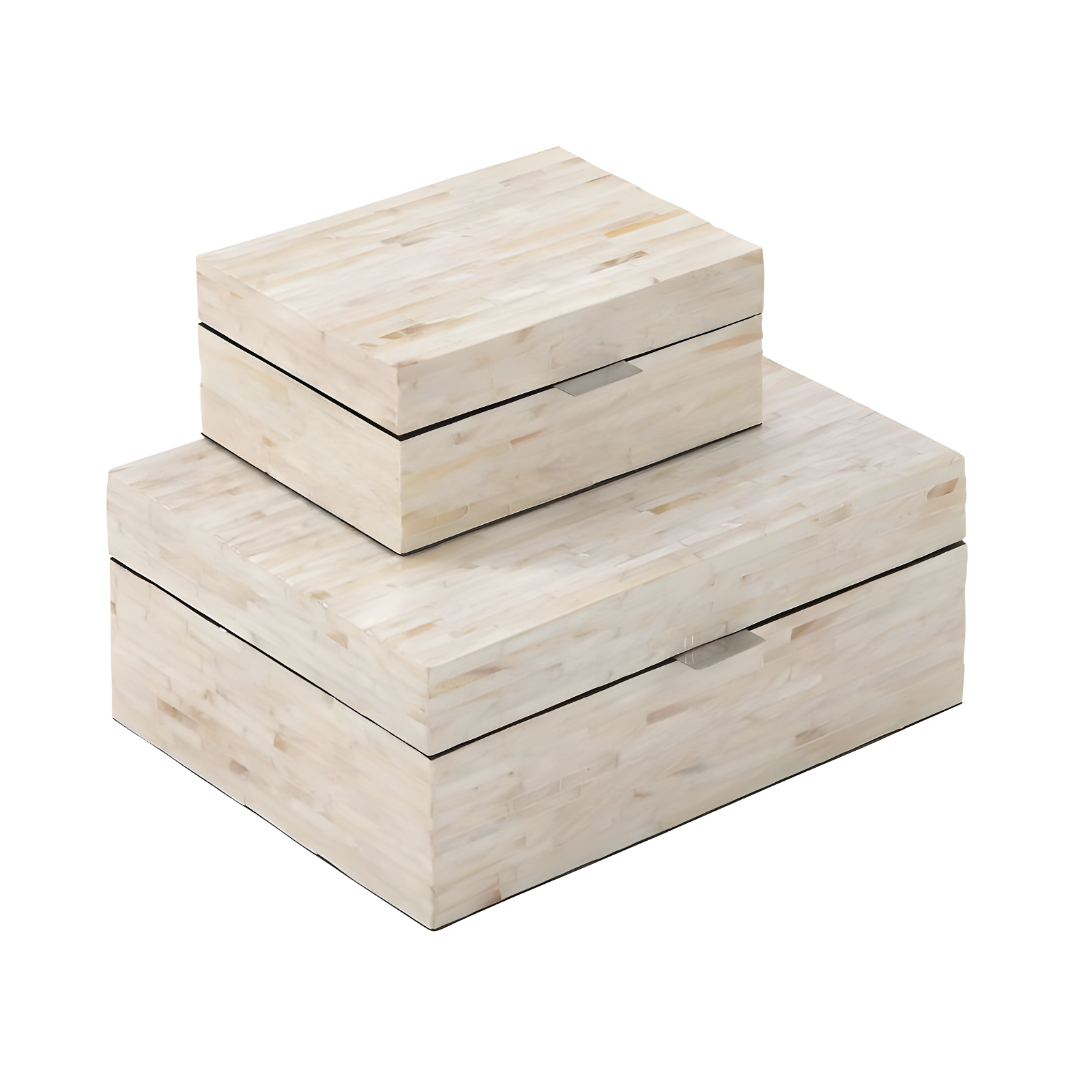 Set of 2 Mother of Pearl Wooden Boxes Light Cream - Olivia & May