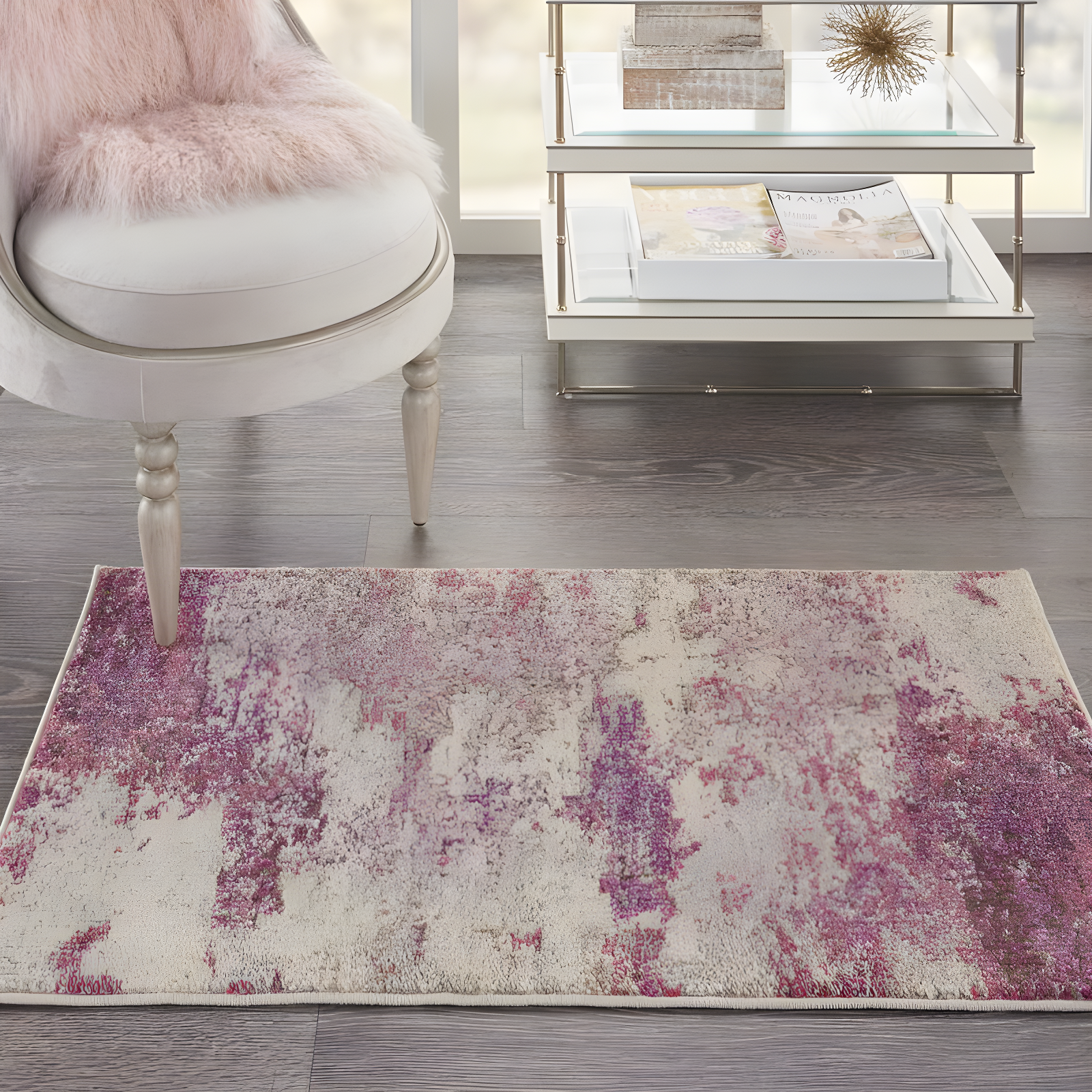 Celestial CES02 Area Rug Colorful Contemporary Abstract By Nourison Ivory/Pink 2'2" x 3'9"