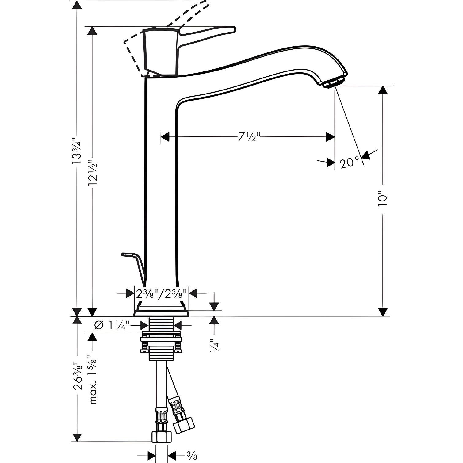 Hansgrohe Metropol Classic Single-Hole Faucet 260 with Drain Assembly, 1.2 GPM