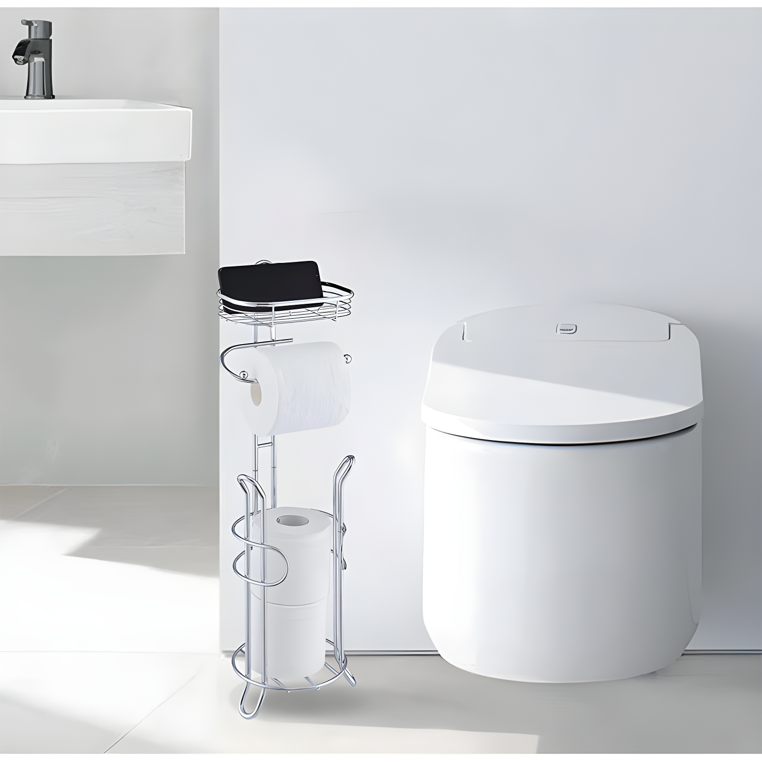 Bathroom Heavyweight Toilet Tissue Paper Roll Storage Holder Stand