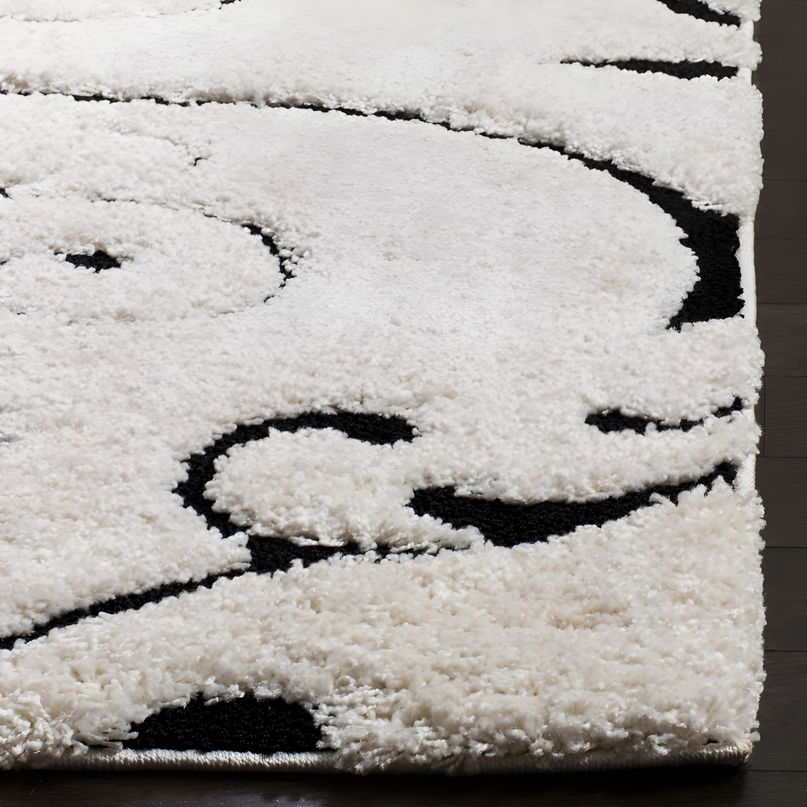 Florida Shag SG455 Power Loomed Area Rug - Ivory/Black - 4'x4' - Safavieh.