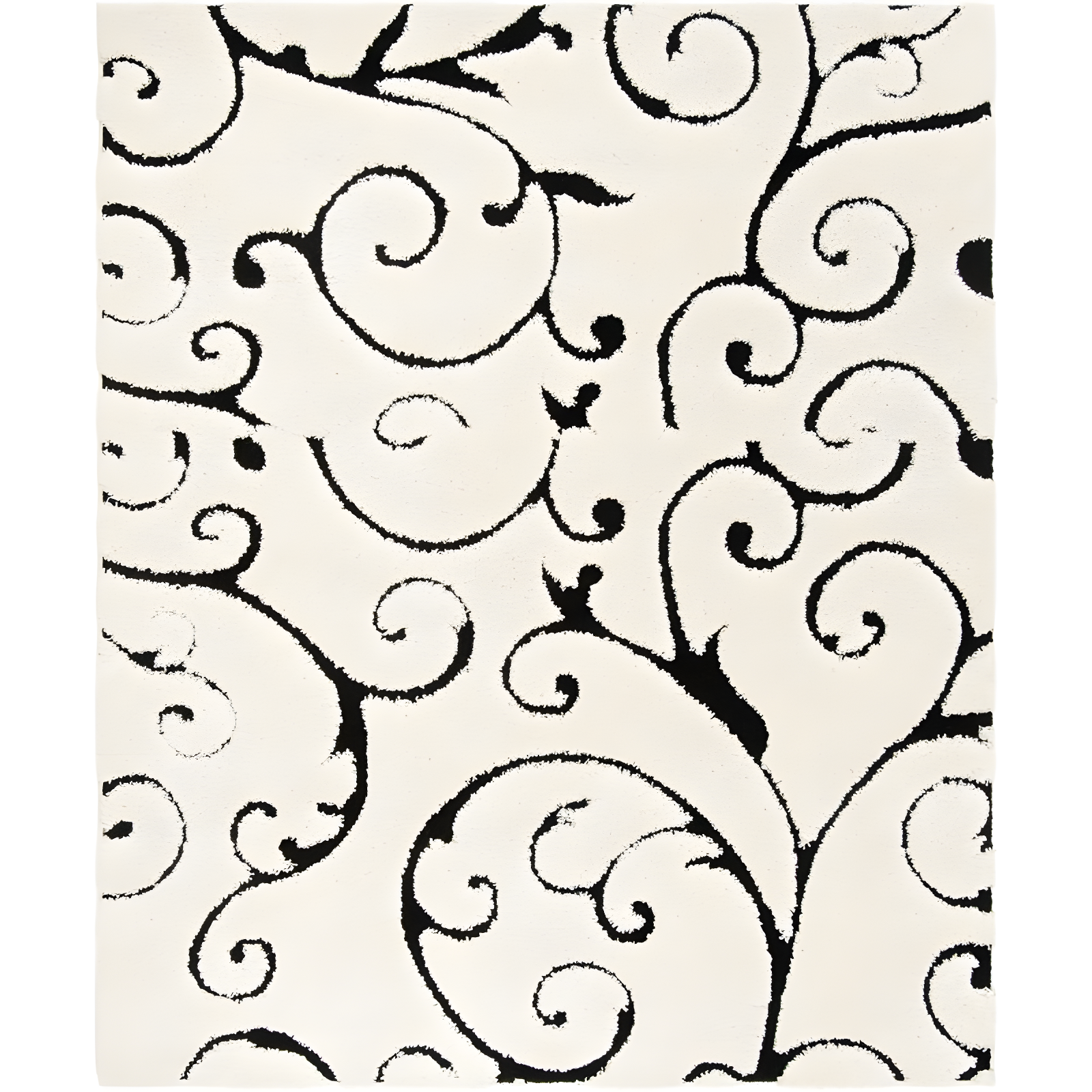 Florida Shag SG455 Power Loomed Area Rug - Ivory/Black - 4'x4' - Safavieh.