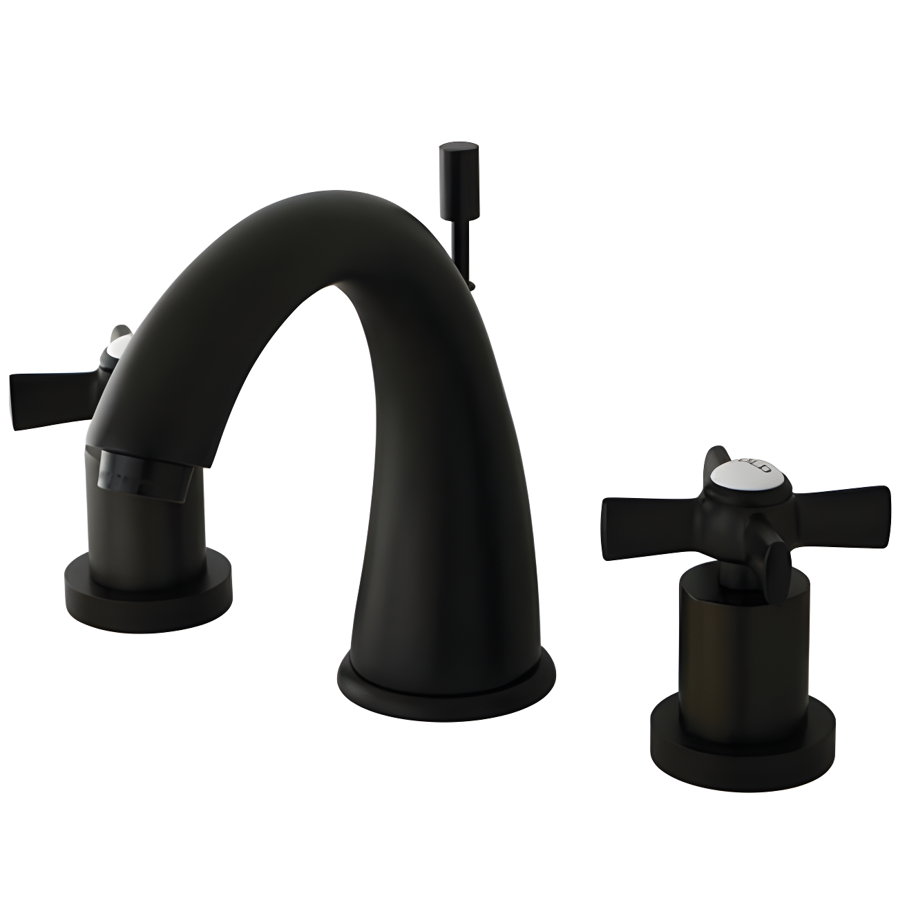 Kingston Brass Millennium Two-Handle 3-Hole Deck Mount Widespread Bathroom Faucet with Brass Pop-Up Drain
