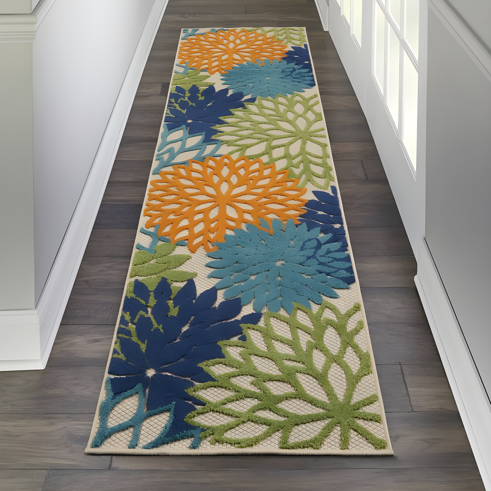 Nourison Aloha Floral Bloom Flatweave High-Low Indoor Outdoor Runner Rug Multicolor 2'3" x 10'