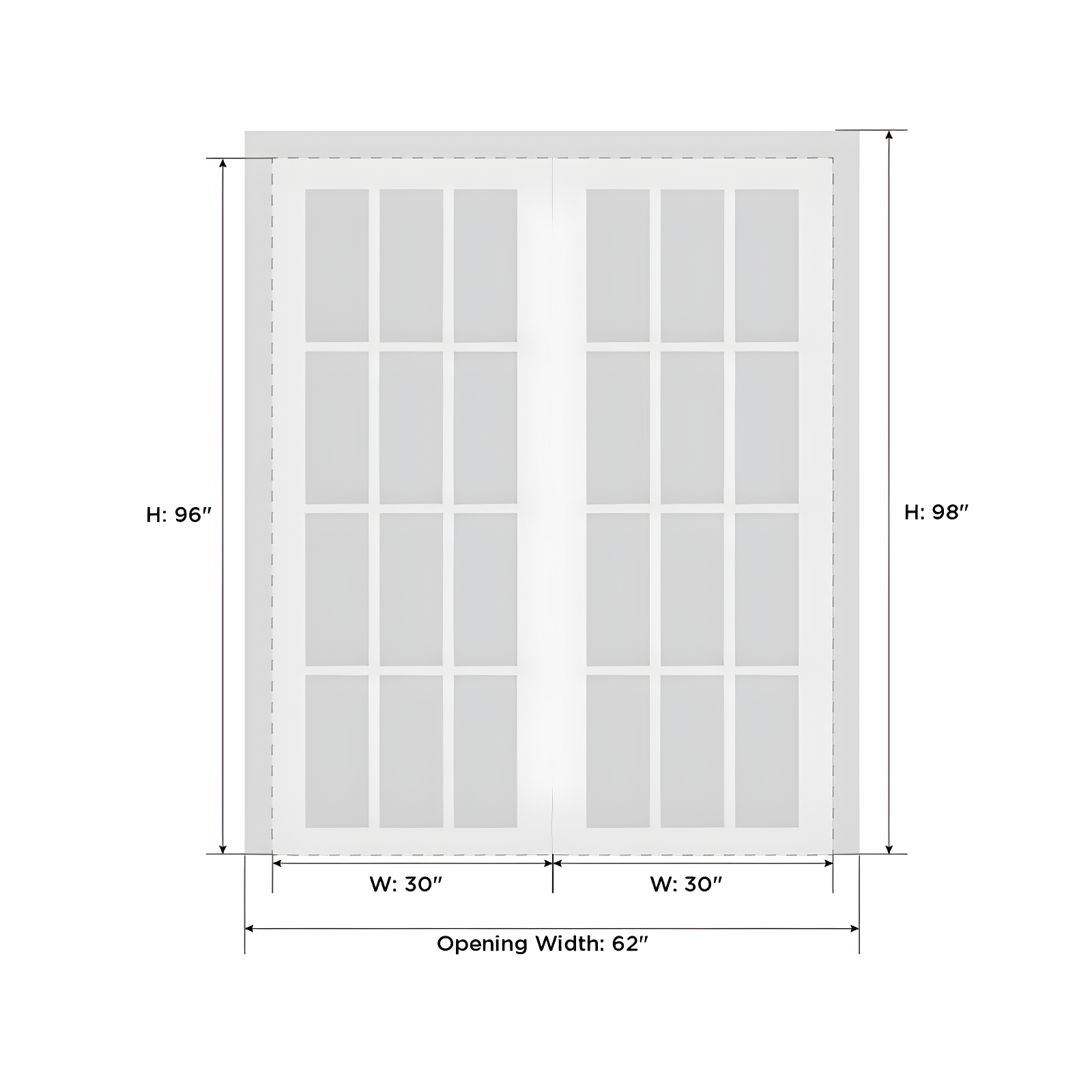 Quadro Frosted Glass French Doors