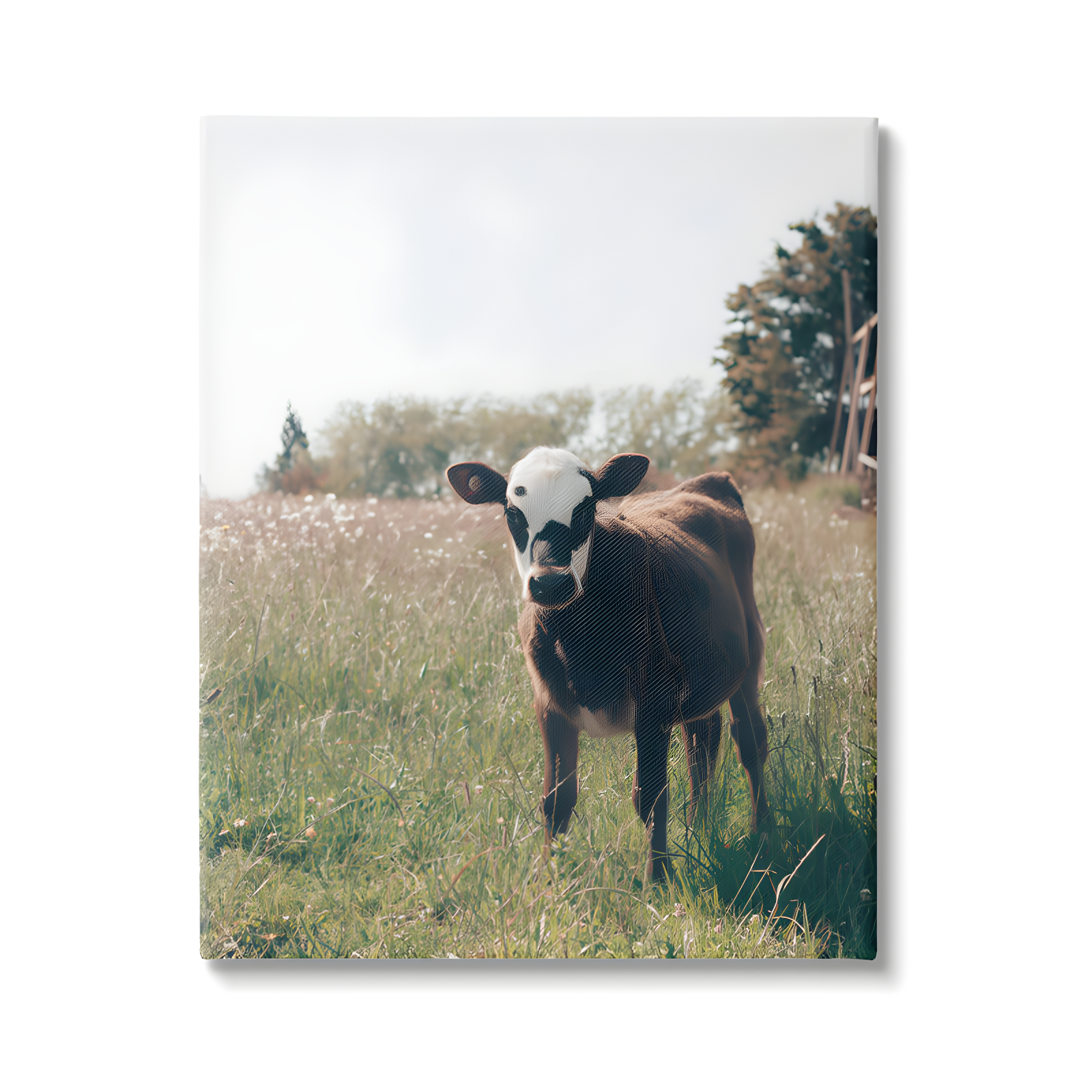 Stupell Industries Au-902-Canvas " Cow Calf Rural Farm Meadow " by Krista Broadway
