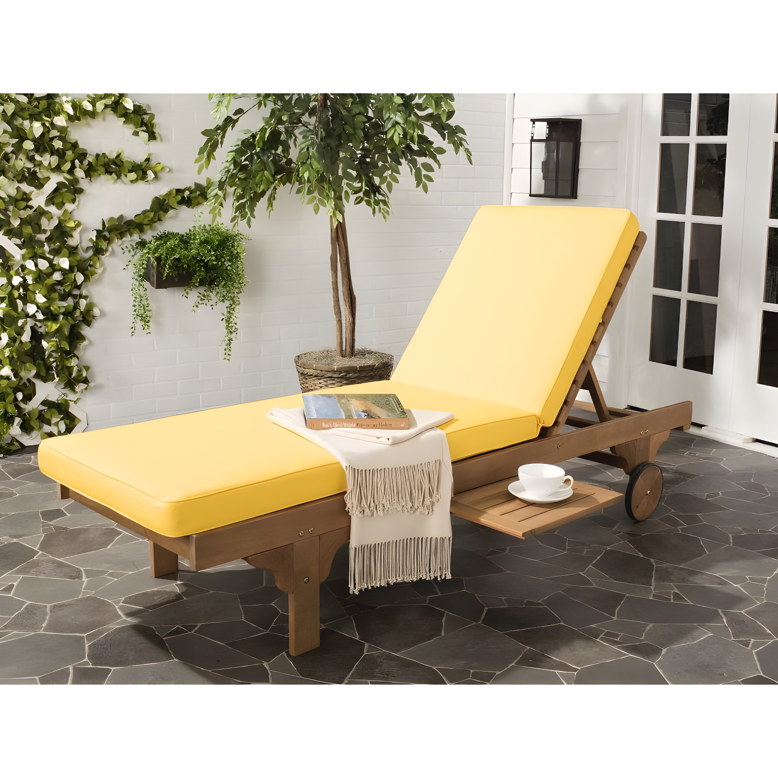 Newport Lounge Chair - Outdoor - PAT7022 - Natural/Yellow -Safavieh