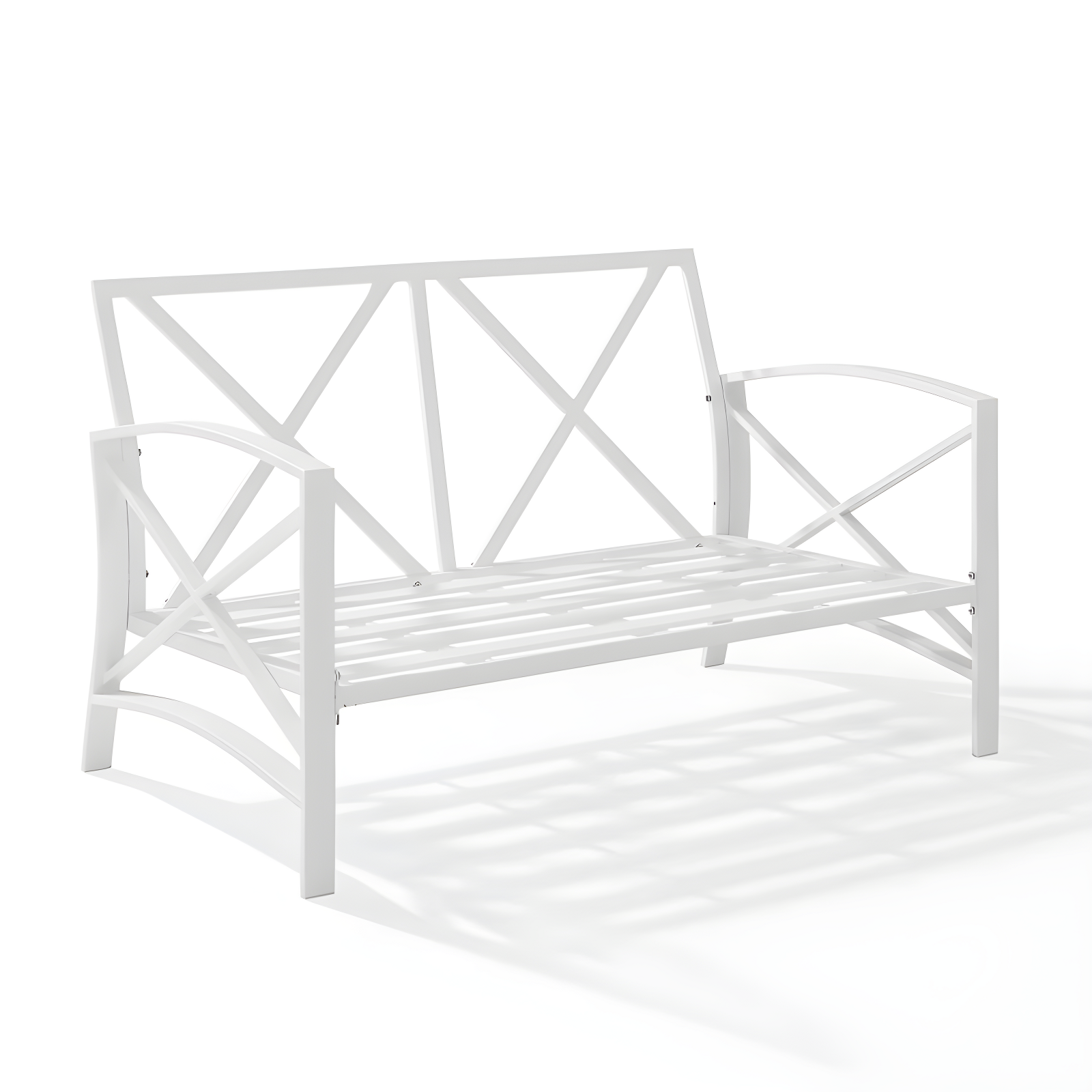 Kaplan Loveseat White/Teal - Crosley: UV-Resistant, Padded Outdoor Sofa with Steel Frame, Seats 2