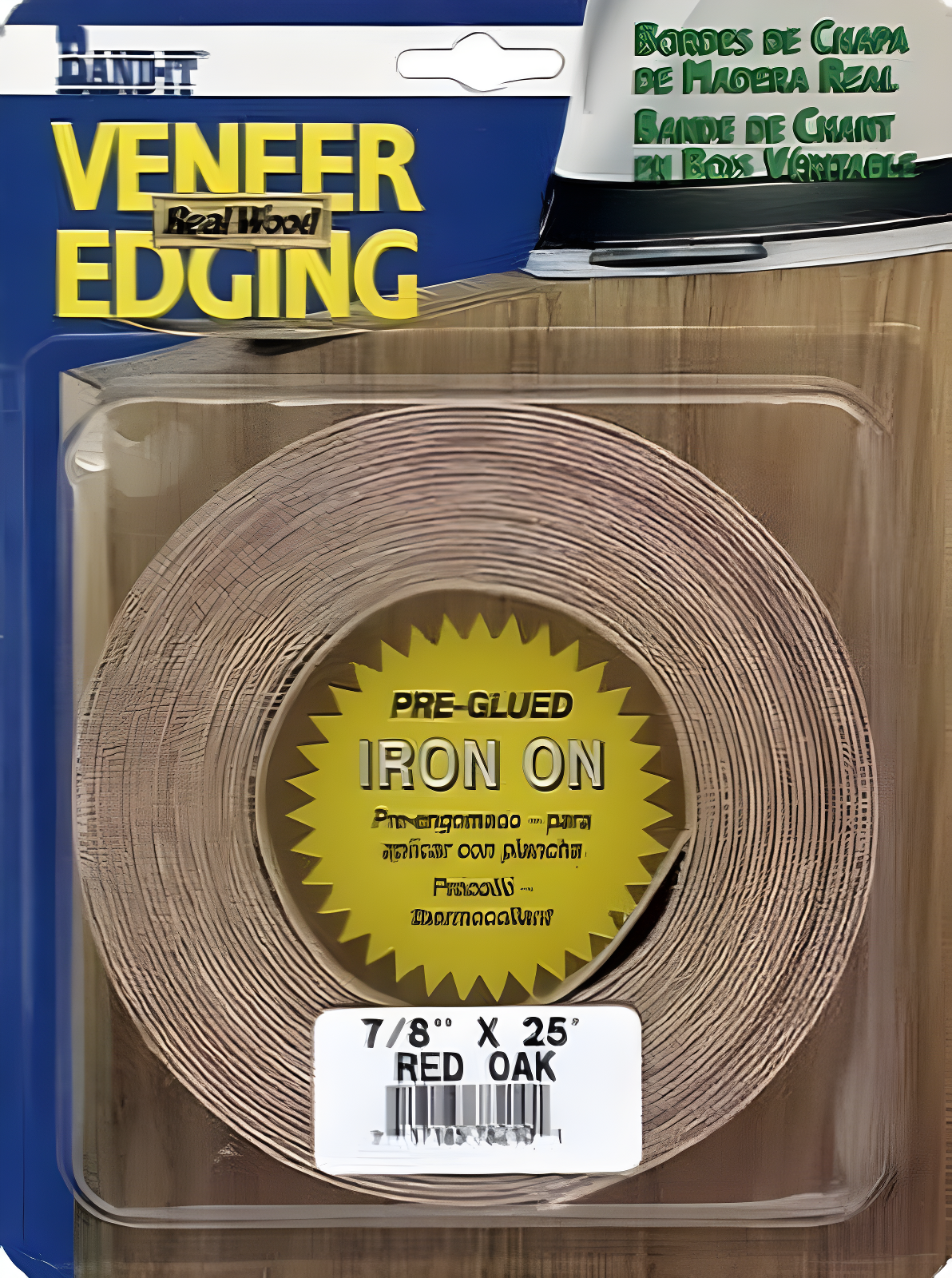 Band-It 7/8" x 25' Walnut Wood Veneer Edgebanding Pre-Glued Iron-On Ap, Each
