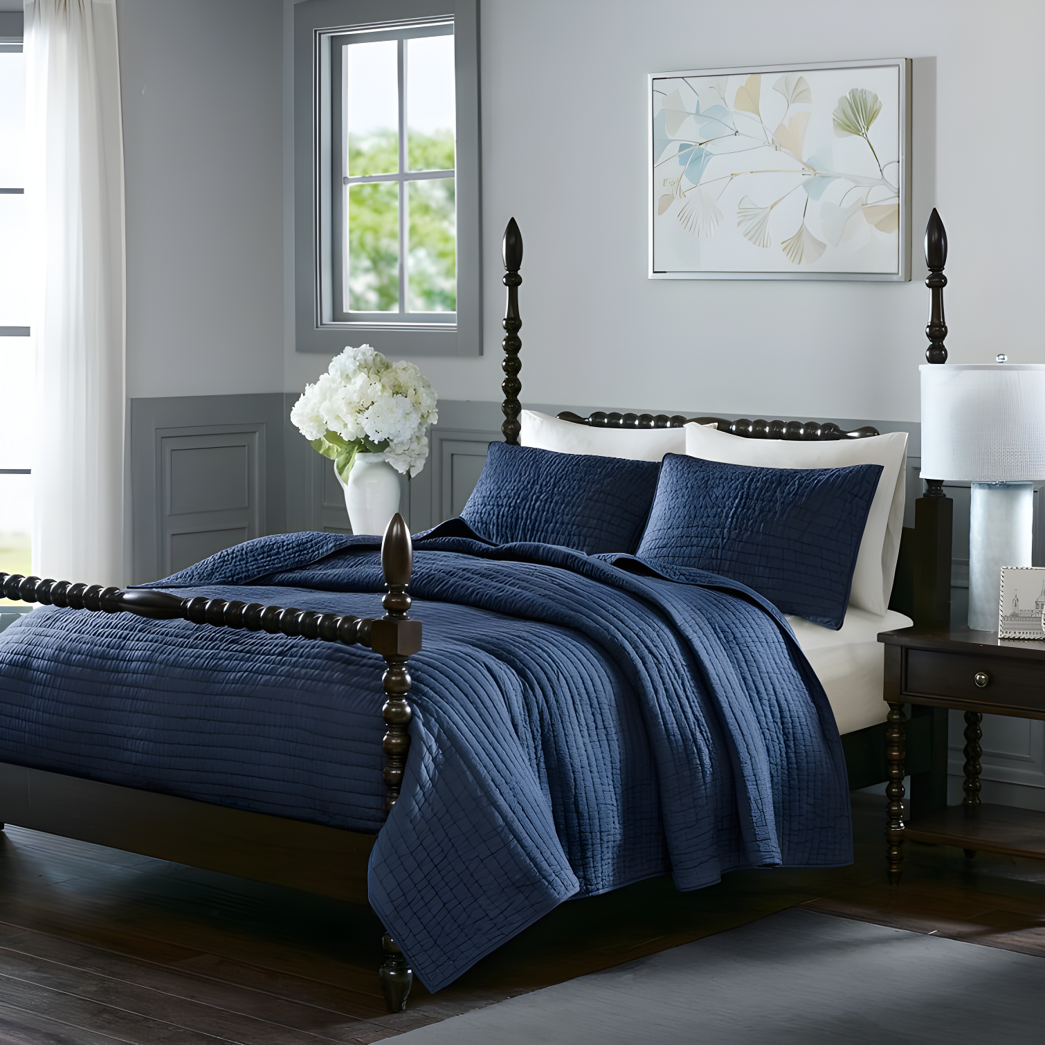 Madison Park Signature Serene 3 Piece Hand Quilted Cotton Quilt Set