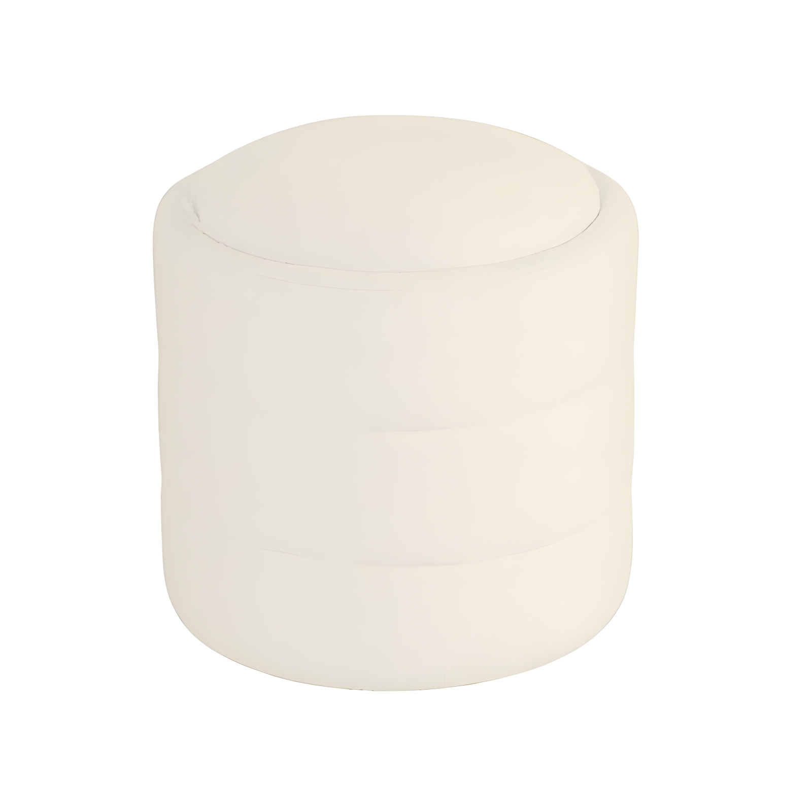Storage Round Ottoman Cream Boucle - HomePop: Footrest, Vanity Seating, No Assembly Required