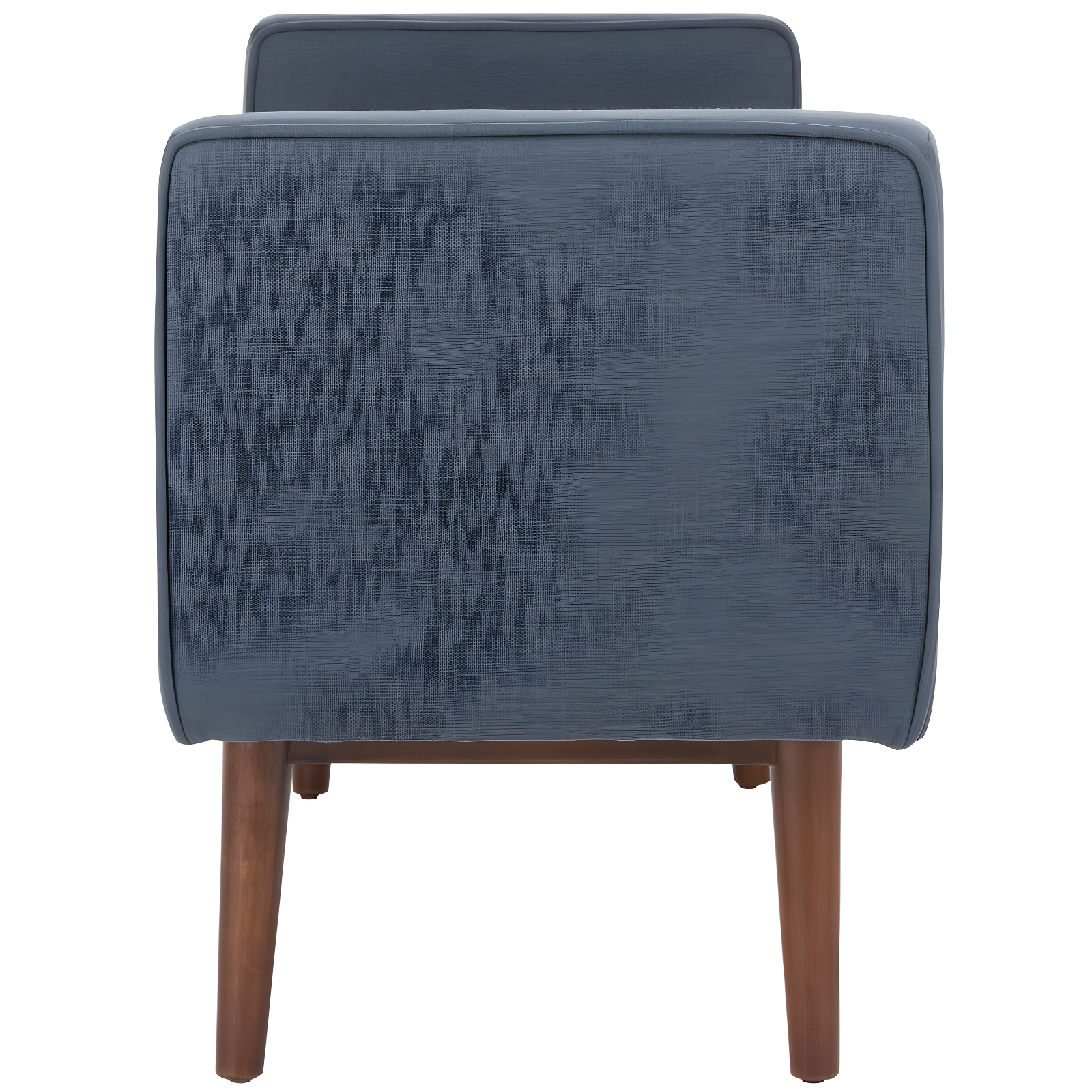 Henri Mid-Century Bench - Navy Linen/Walnut - Safavieh