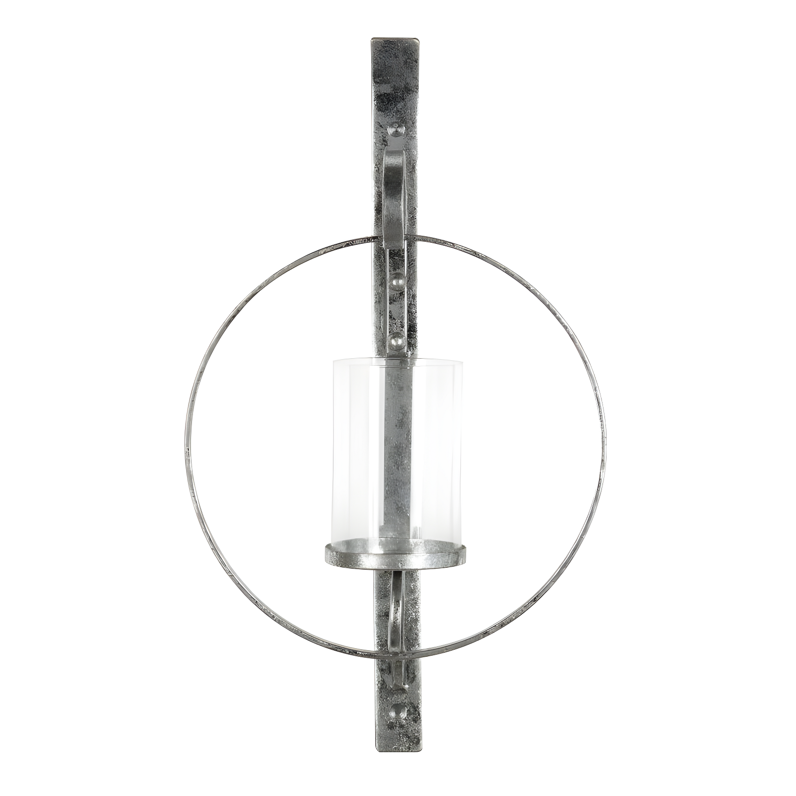 Kate and Laurel Doria Round Metal Wall Sconce, 12x22, Silver