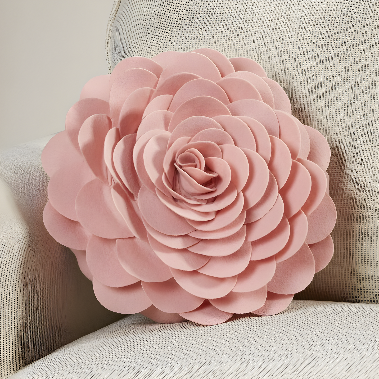 Flower Appliqued Felt Throw Pillow