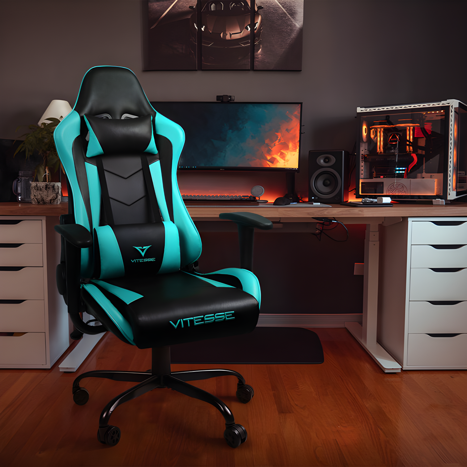 Ergonomic Racing Gaming Chair, 330 lbs PC Computer Chair with Support and Headrest